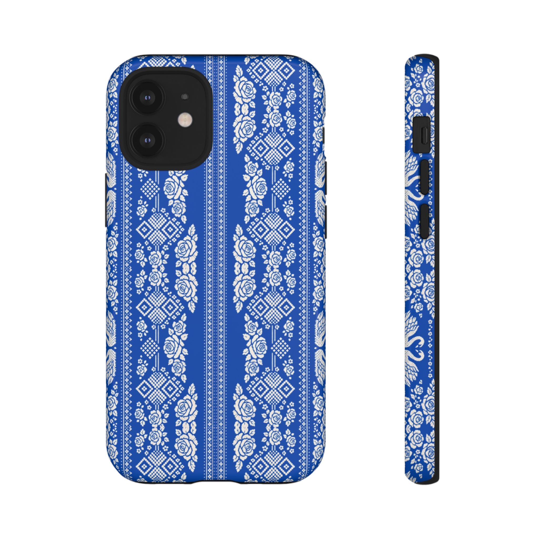 Wedding Swans Phone Case Blue  White Elegant Protective Cover, Tough Cases, Protective Folk Art Cover for iPhone  Samsung