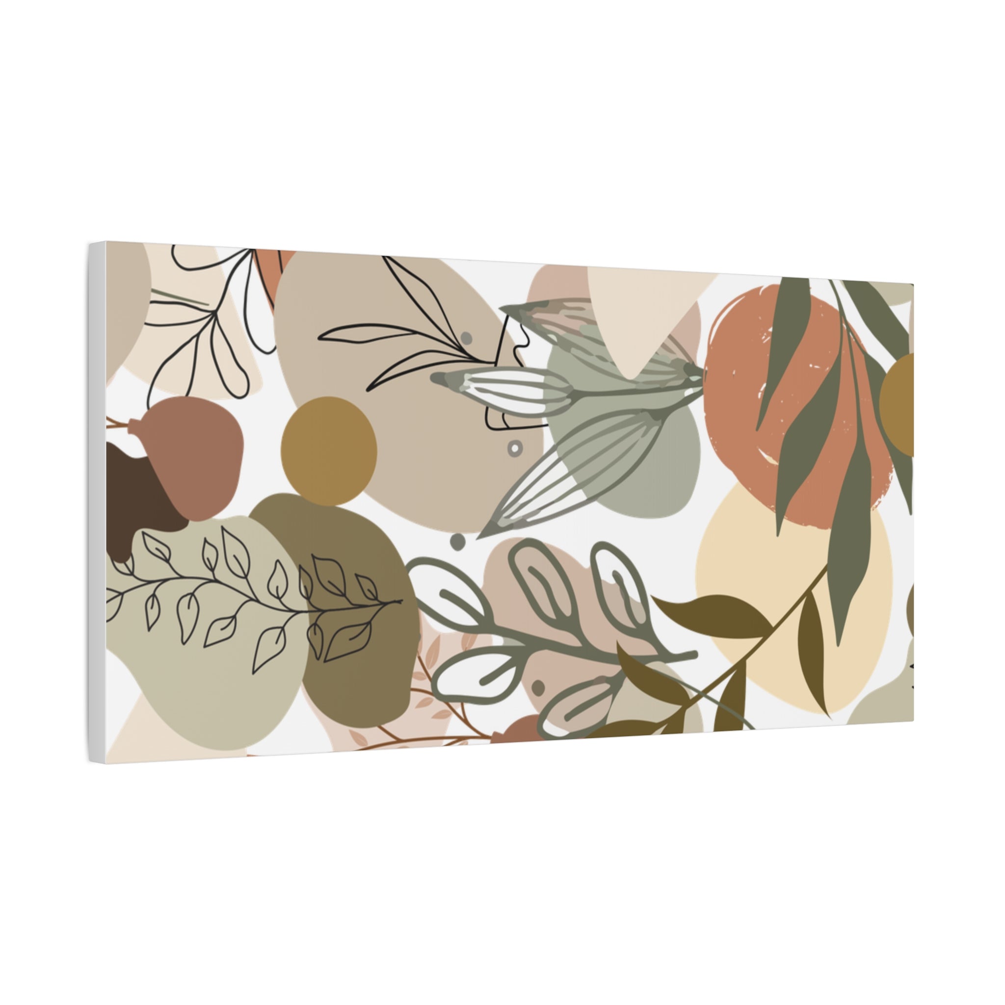 Abstract Modern Botanical Wall Art, Minimalist Line Art Canvas, Neutral Aesthetic Home Decor Print for Living Room or Bedroom, Matte Print, Stretched 1.25" Ready to Hang