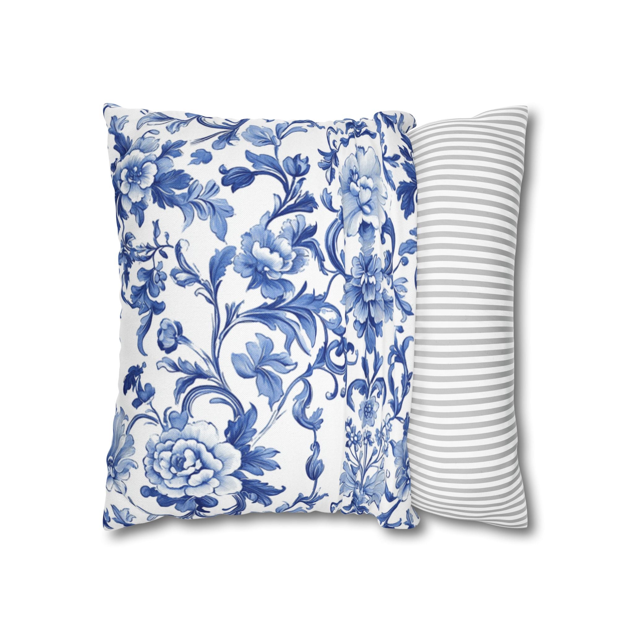 BLUESKYDEZIGN Blue Tie Dye Mandala Pillow Cover - Coastal Boho Decor