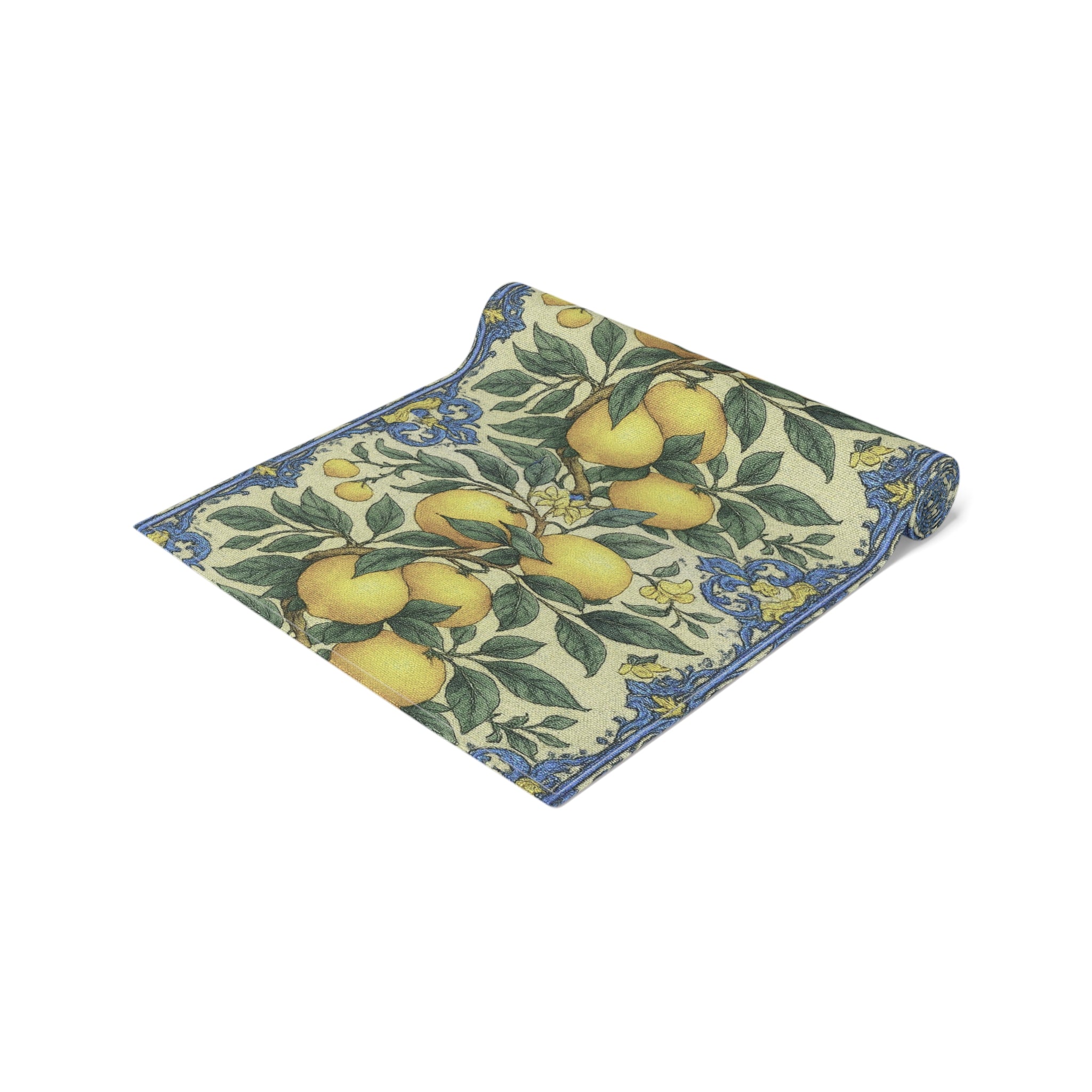 Citrus Riviera Lemon & Orange Table Runner – William Morris Style Botanical Dining Decor | Cotton Twill or Polyester