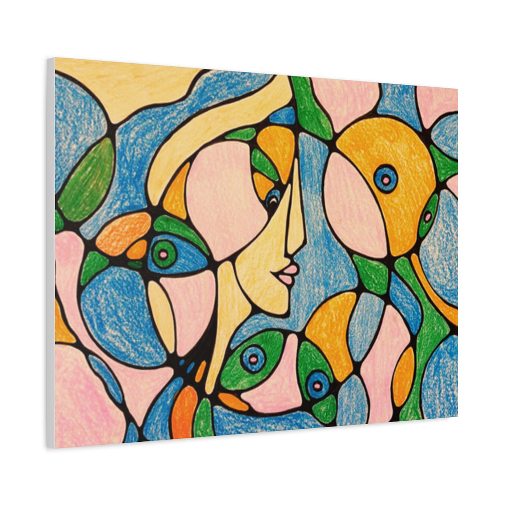 Abstract Colorful Faces Canvas Art, Vibrant Modern Wall Decor, Surreal Cubist Style Matte Print, Stretched 1.25" Ready to Hang