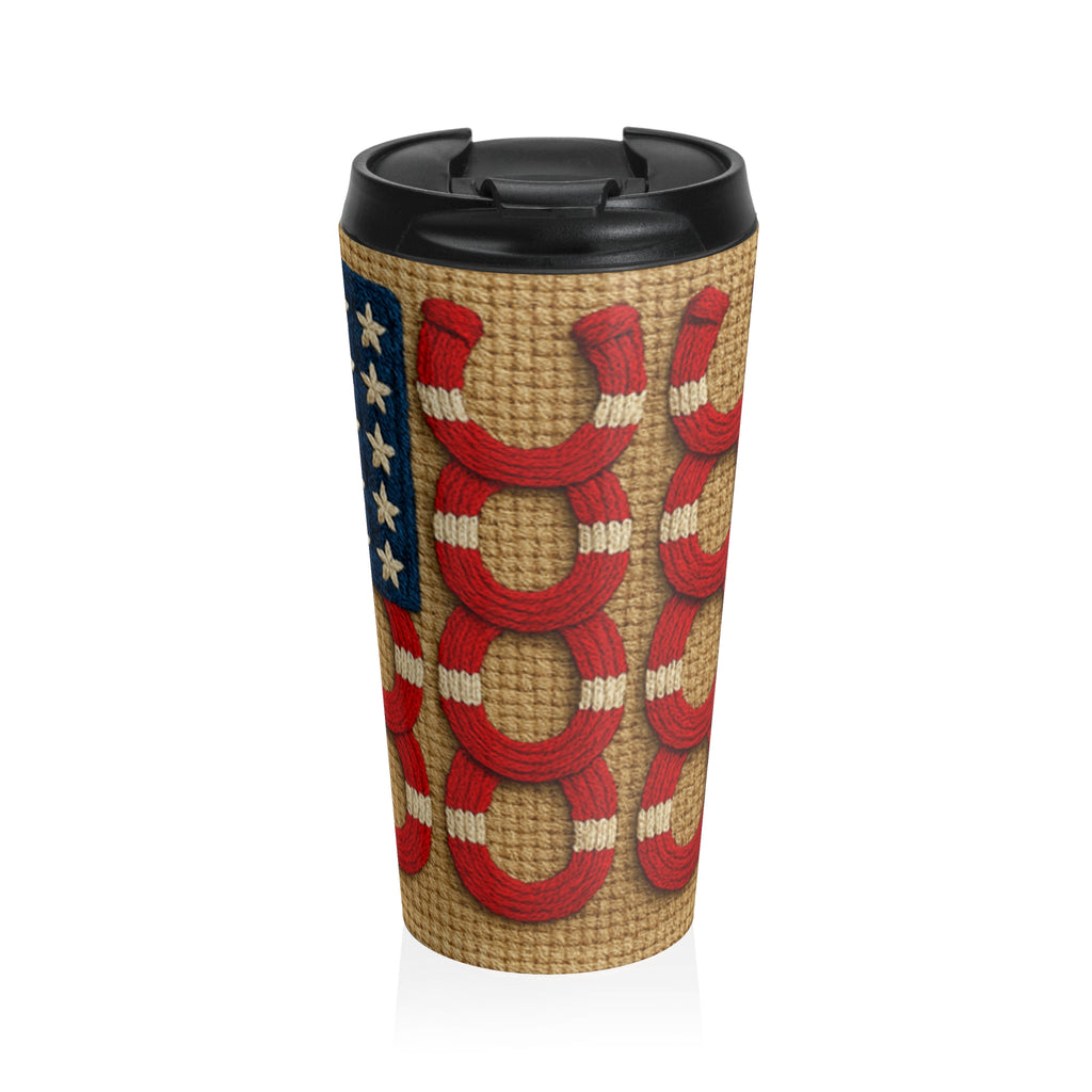 Rooted Knot Travel Mug | Patriotic Americana Stainless Steel Tumbler | 15oz Insulated