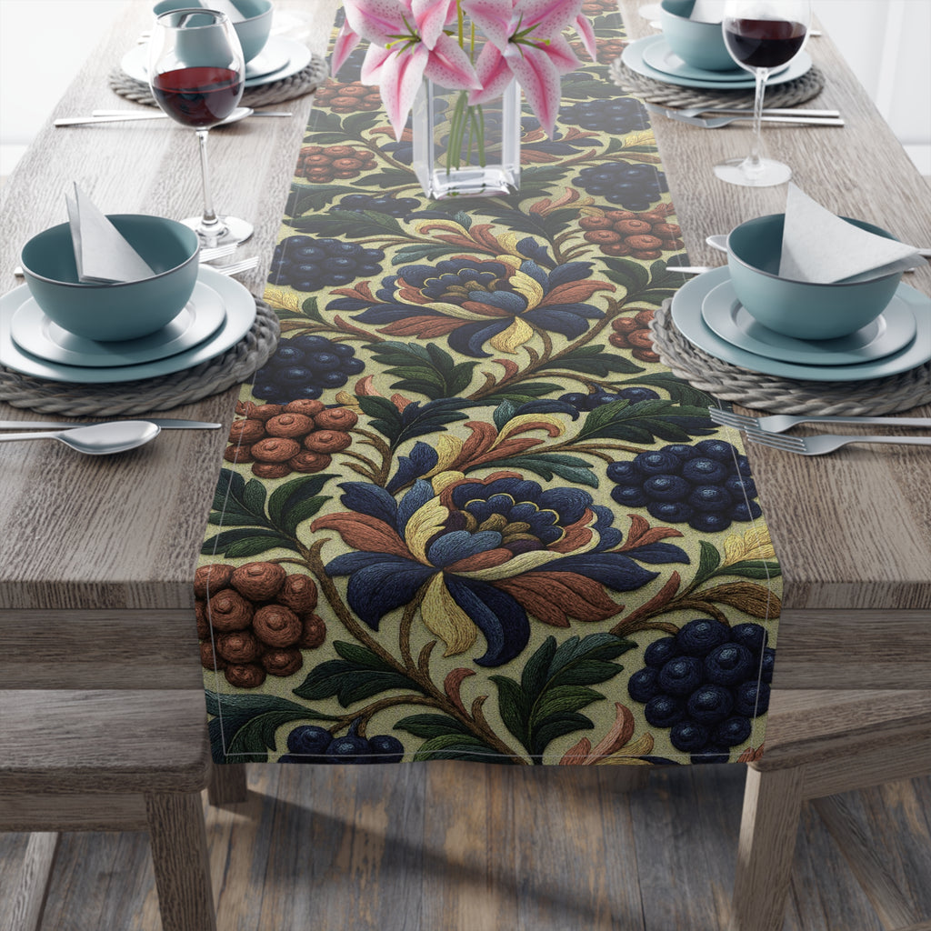 BLUESKYDEZIGN | Petrykivka Bloom Table Runner | Ukrainian Folk Art Floral Dining Decor | Victorian Cottagecore | Cotton or Polyester