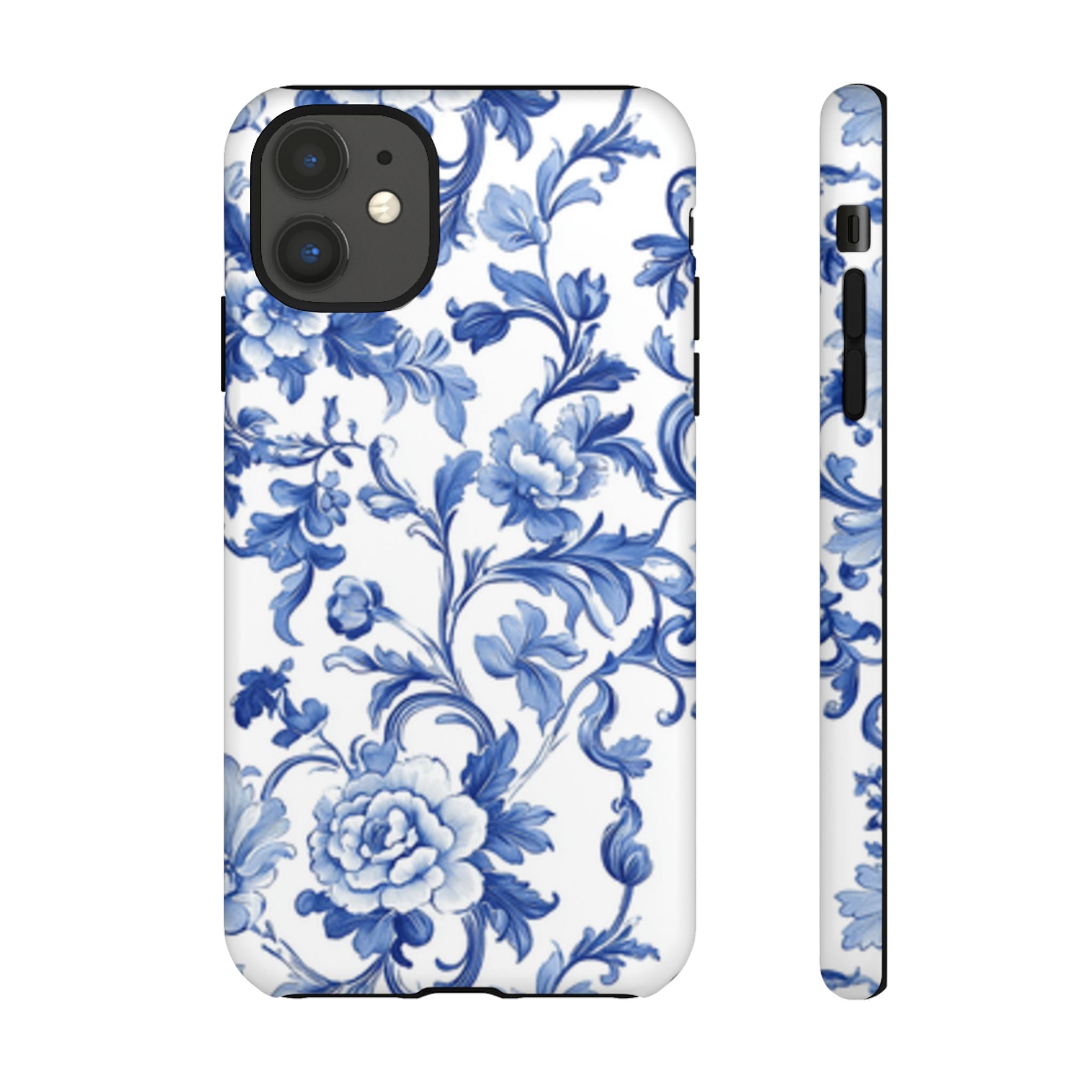 Blue Vintage Toile-inspired romantic Floral Phone Case, Tough Case, spring gift