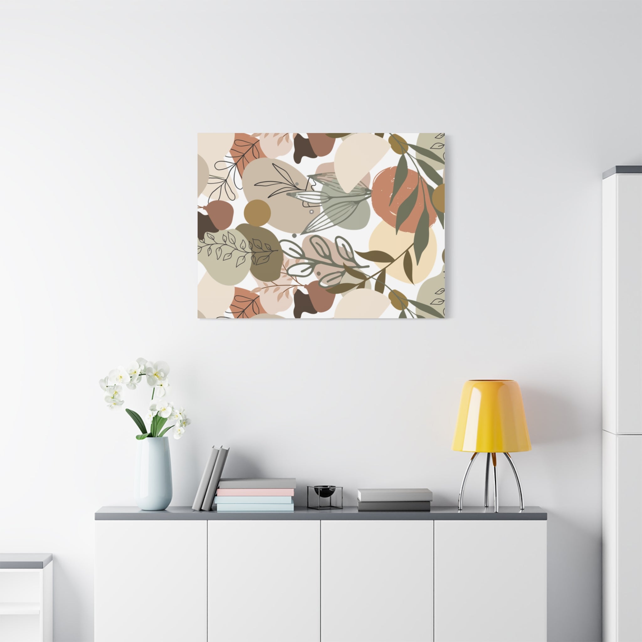 Abstract Modern Botanical Wall Art, Minimalist Line Art Canvas, Neutral Aesthetic Home Decor Print for Living Room or Bedroom, Matte Print, Stretched 1.25" Ready to Hang