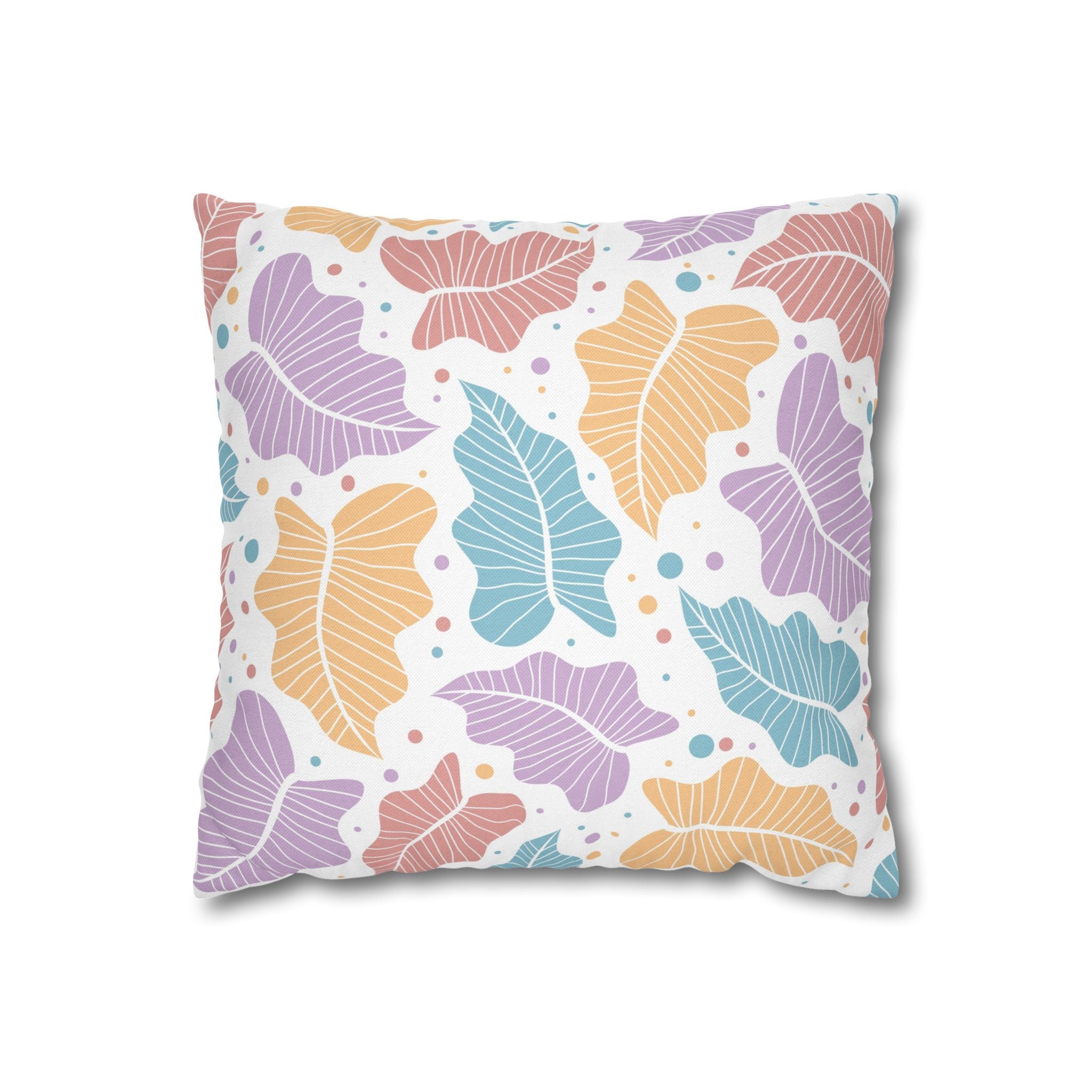 Pastel Leaf Pattern Pillowcase 1piece, Pillow Cover, gift for parents, Square Pillow Case, bedroom, housewarming, cottage core