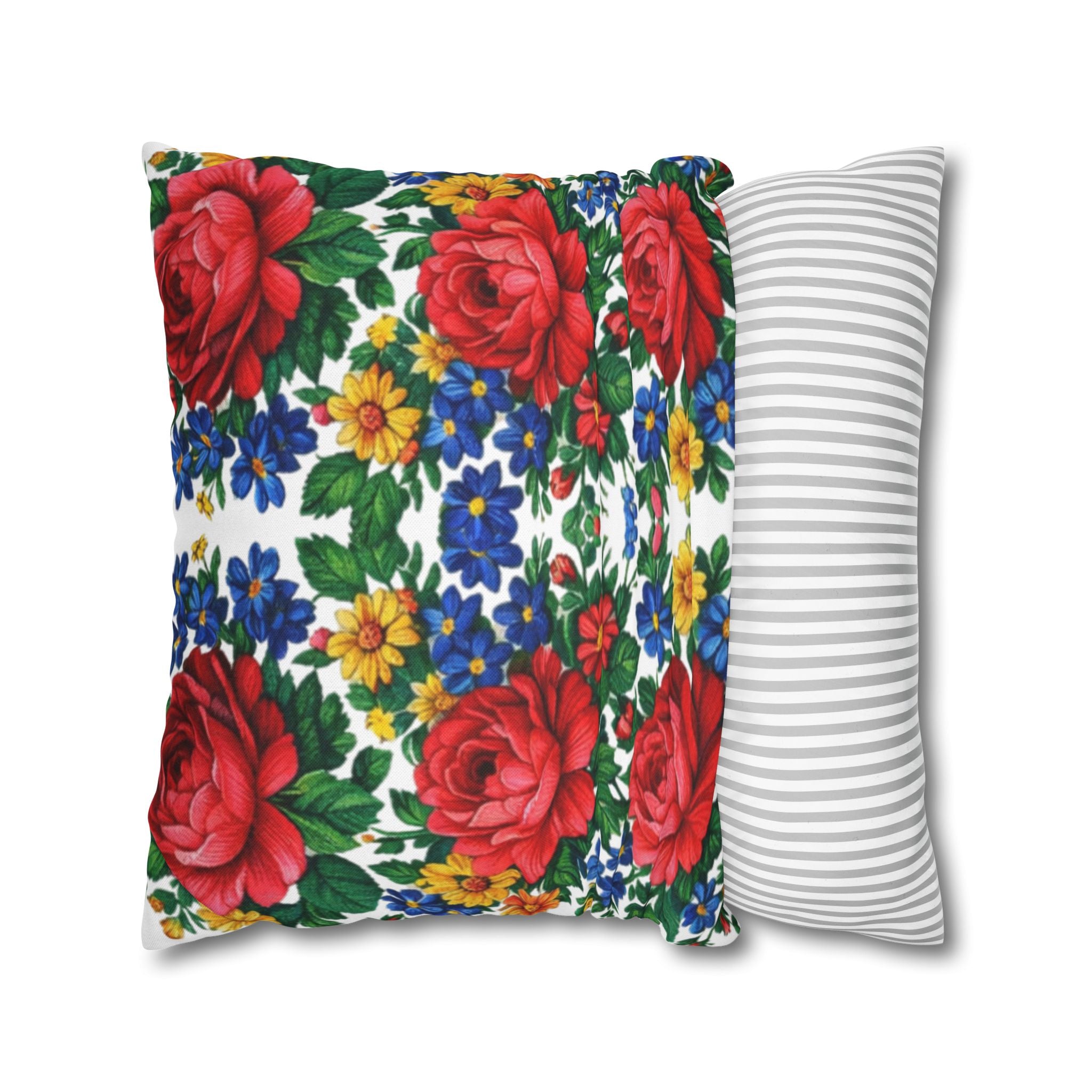 Rose Garden Floral Pillowcase | Cottagecore Square Pillow Cover | Boho Home Decor Gift