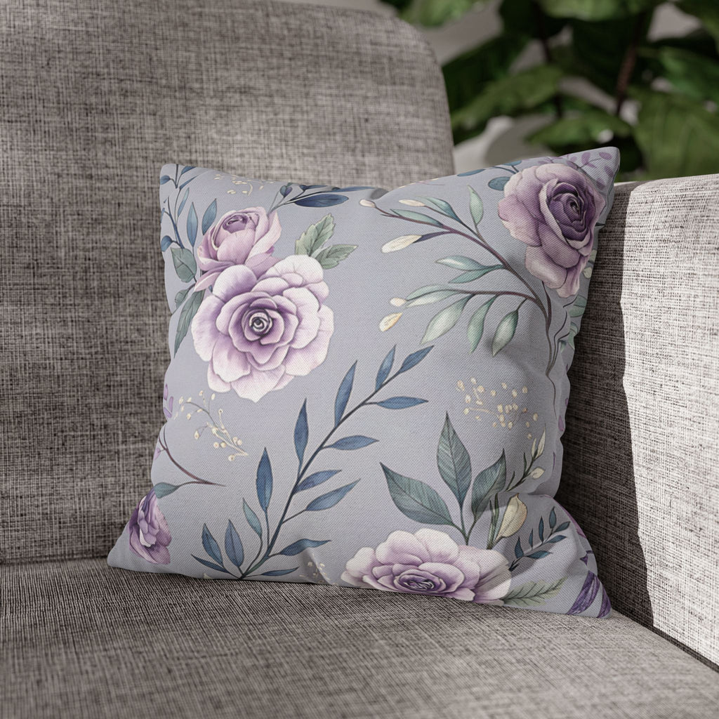BLUESKYDEZIGN Purple Rose Floral Pillow Cover - Elegant Cottage Core Decor