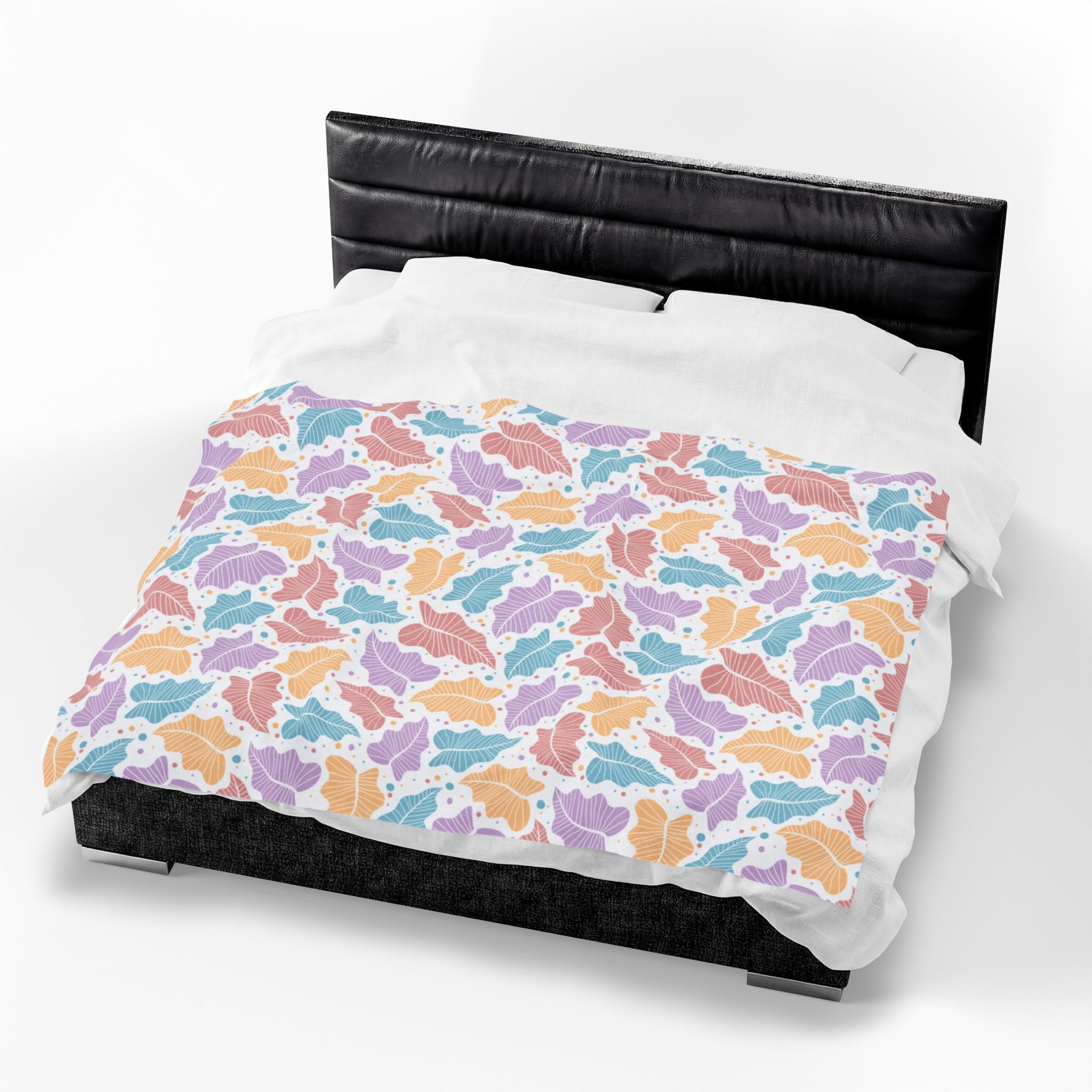 Pastel Leaf Plush Blanket