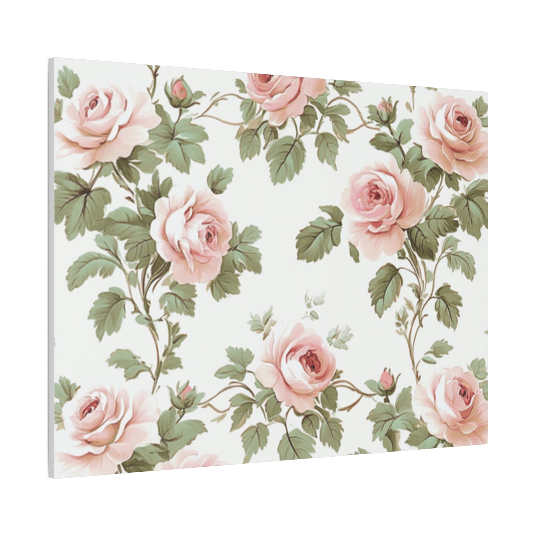 Vintage Pink Rose Matte Canvas Wall Art, Botanical Floral Print, Romantic Cottagecore Home Decor, Stretched 1.25" Canvas