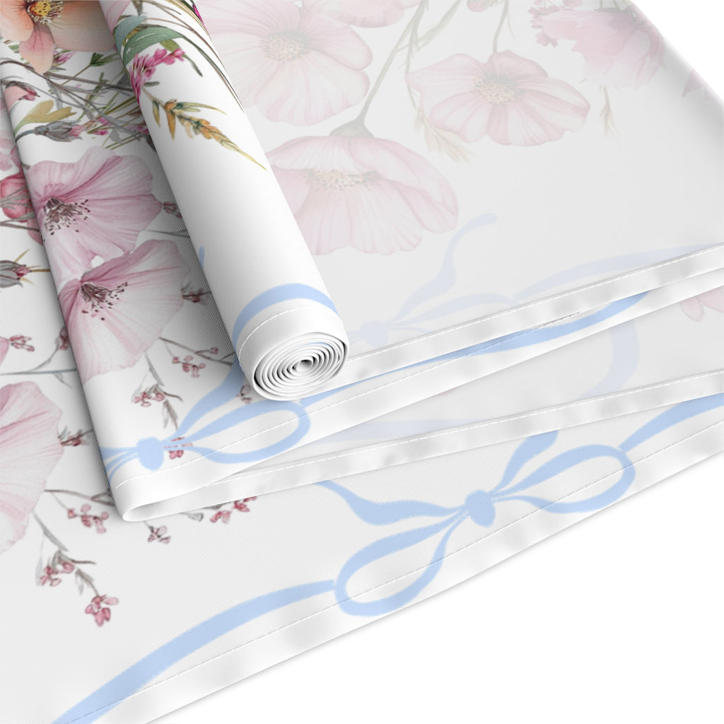 BLUESKYDEZIGN Spring Pink Purple Floral Table Runner - Botanical Wedding Decor