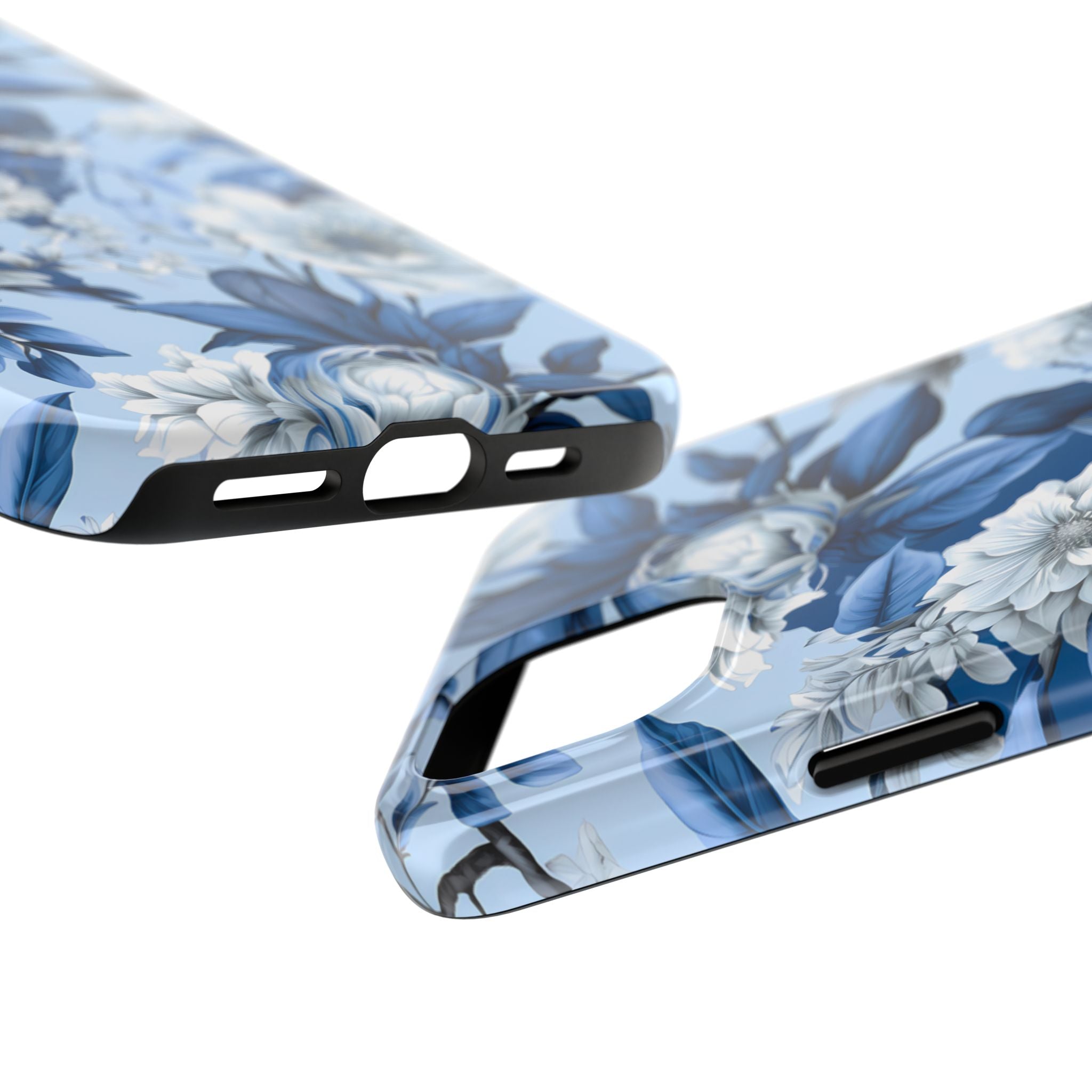 BLUESKYDEZIGN | Blue Floral Watercolor Phone Case | Indigo Rose Botanical iPhone Cover | Elegant Gift for Her