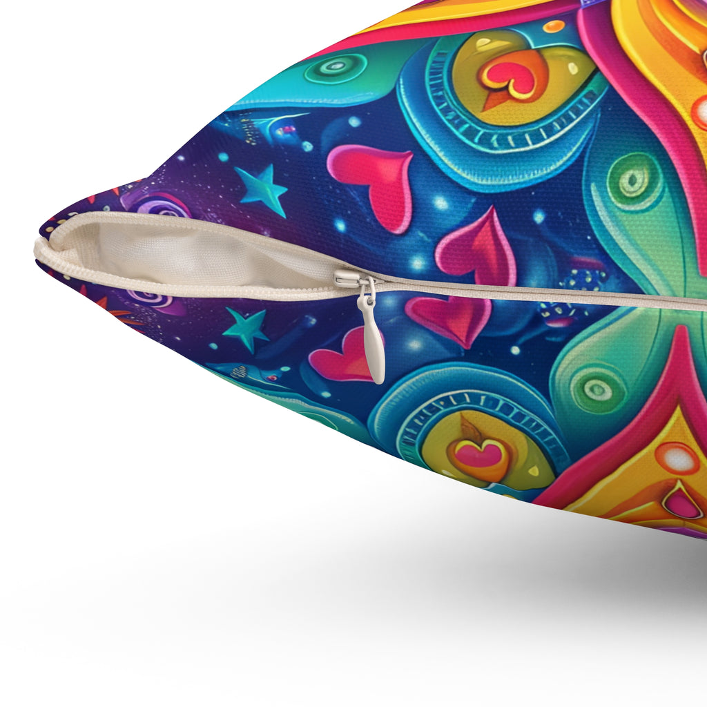 Rainbow Floral Mandala Pillow