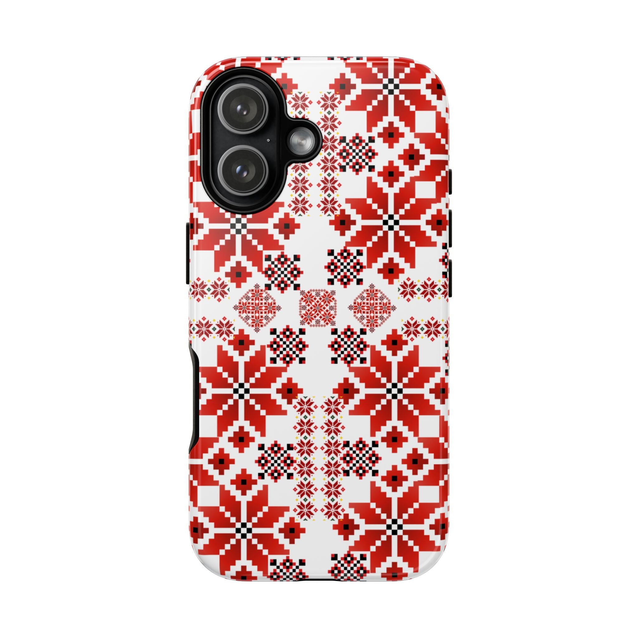 Ukrainian Embroidery Phone Case • Red Black Folk Pattern • Protective Slavic Geometric Cover for iPhone & Samsung