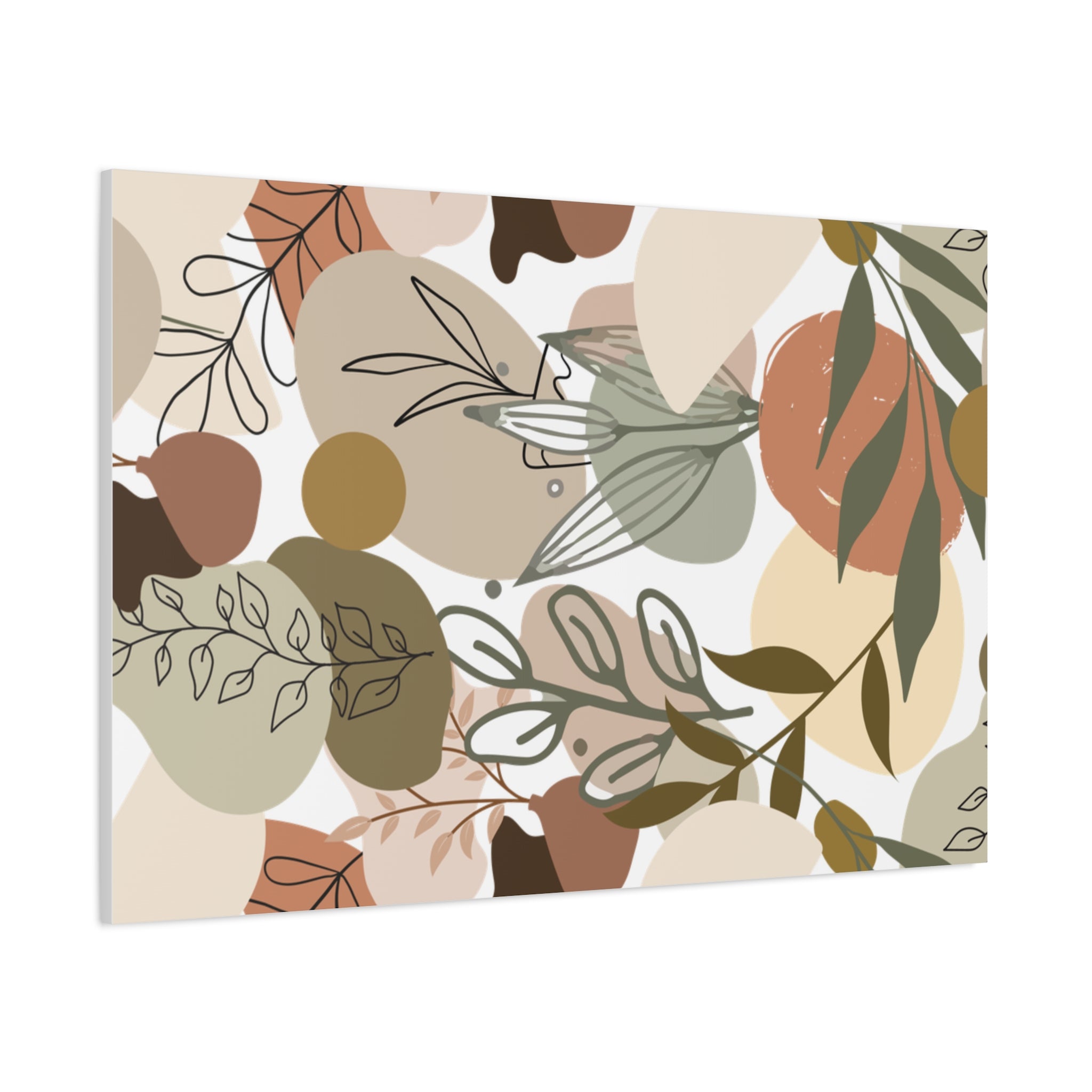 Abstract Modern Botanical Wall Art, Minimalist Line Art Canvas, Neutral Aesthetic Home Decor Print for Living Room or Bedroom, Matte Print, Stretched 1.25" Ready to Hang