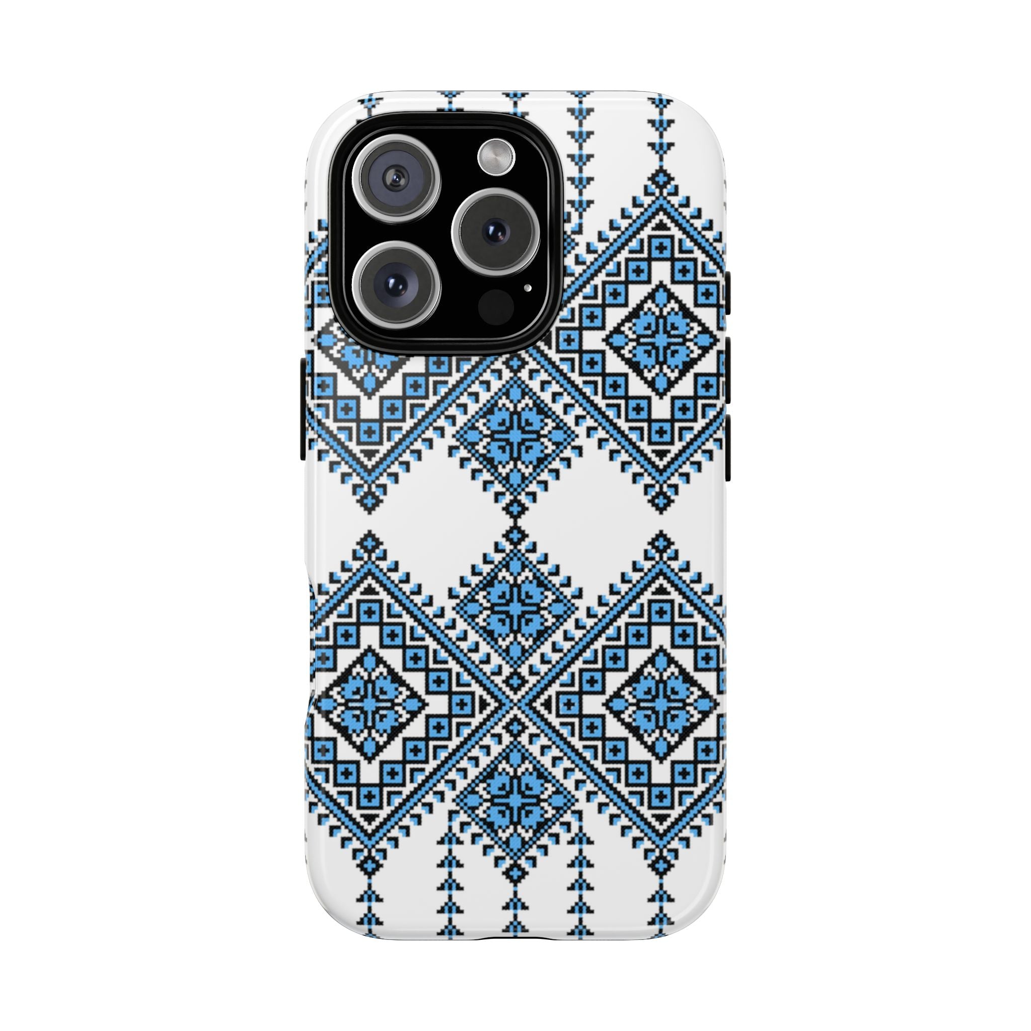 Blue Ukrainian traditional  Geometric Folk Pattern phone case, Tough Cases