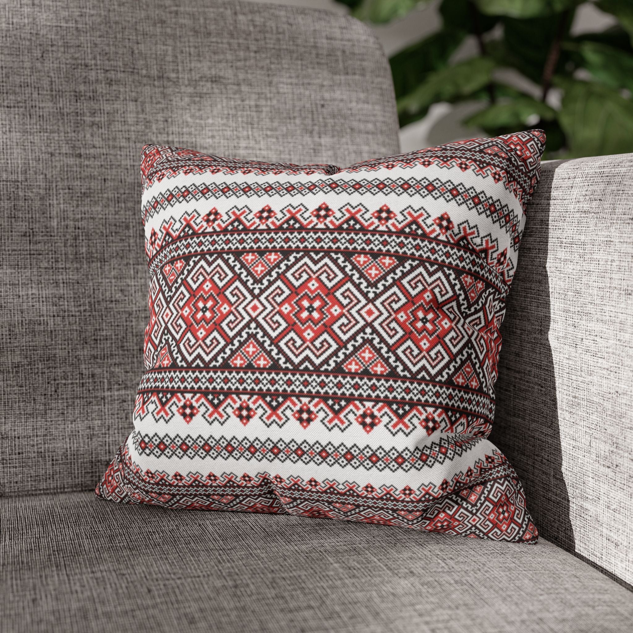 Ukrainian Traditional Red-Black Pattern Pillowcase, Pillow Cover, Gift for parents, Living Room Decor bedroom, housewarming, cottagecore