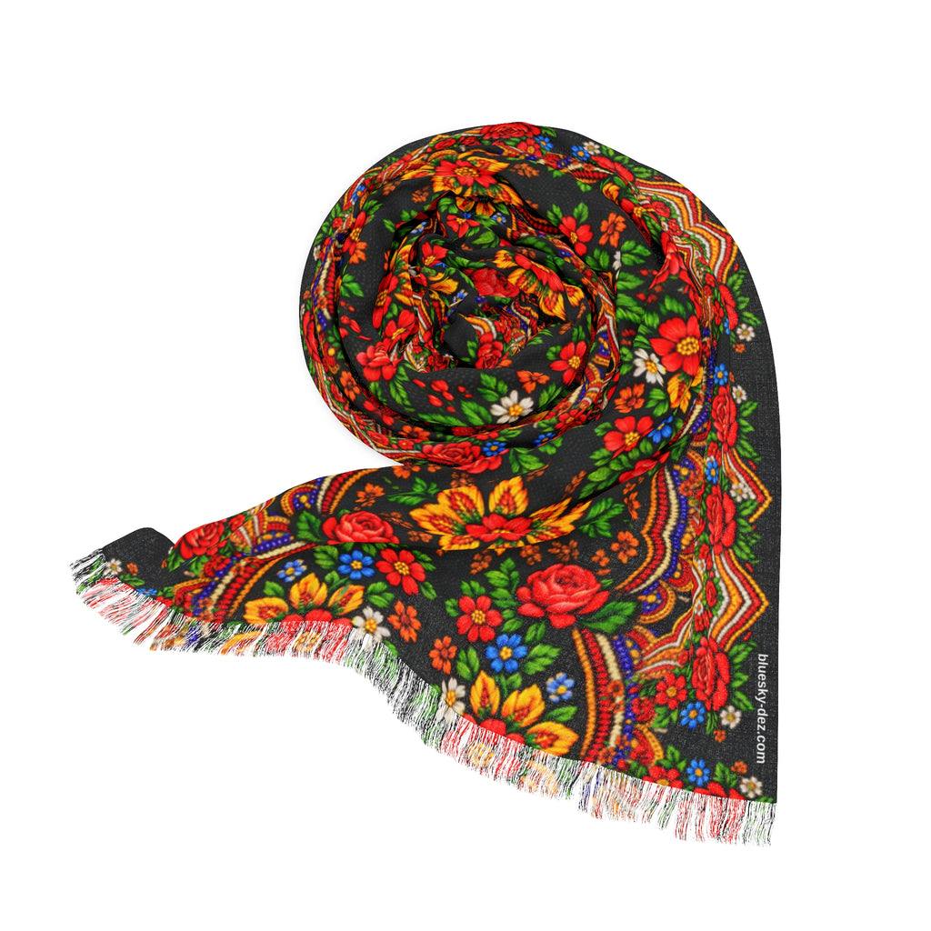 Folk Floral Scarf – Mother's Bloom | Boho Wrap for Women