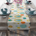 BLUESKYDEZIGN Mid Century Watercolor Rainbow Table Runner - Retro Abstract Decor