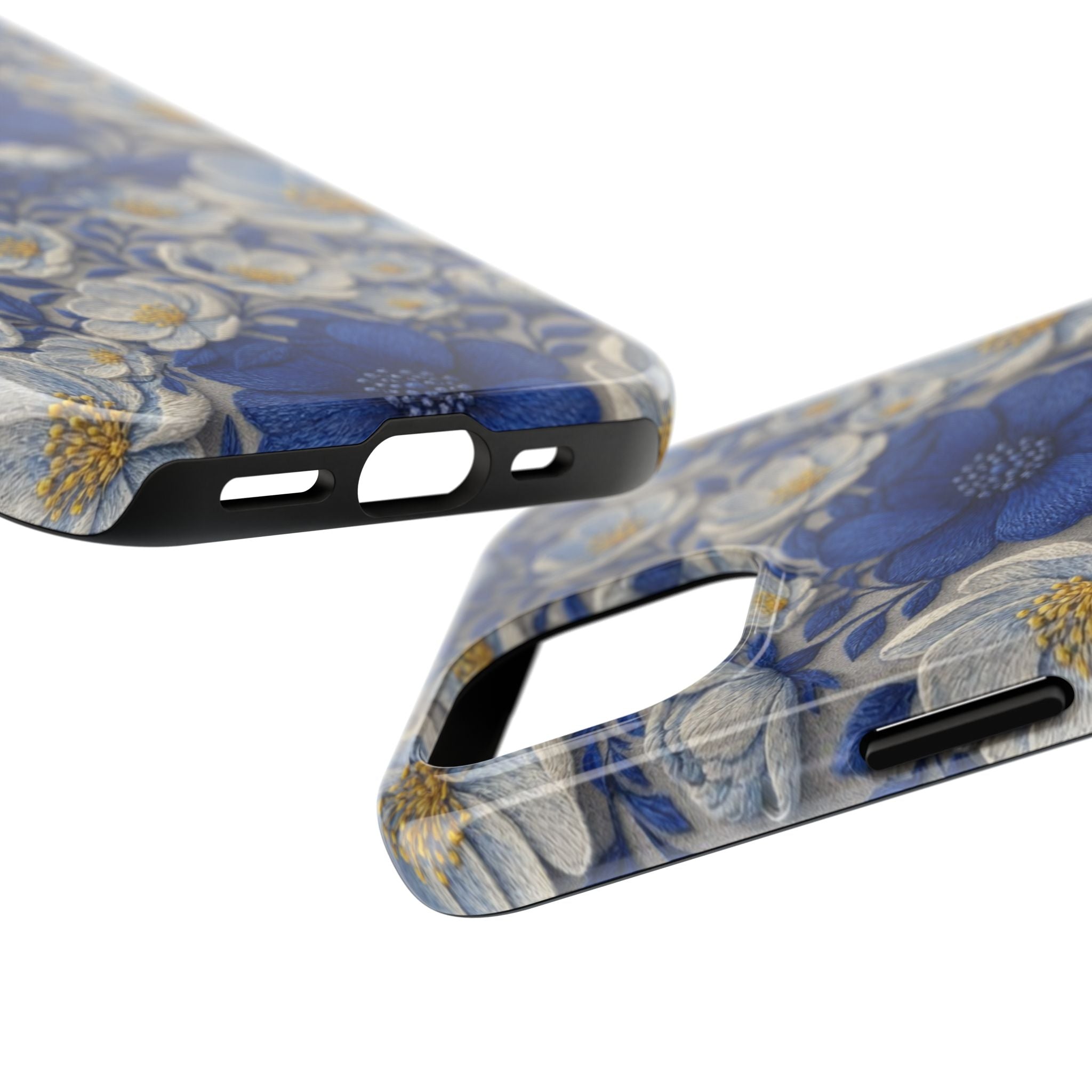 BLUESKYDEZIGN | Denim Soul Phone Case | Blue Indigo Botanical Floral iPhone Cover | Artistic Gift for Her