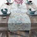 BLUESKYDEZIGN Blue Floral Table Runner - French Country Vintage Cottage Decor