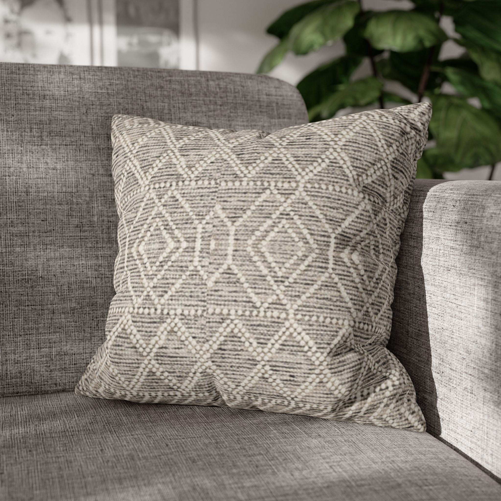 Sand & Stone Diamond Weave Pillow Cover | Farmhouse Heritage Ivory Cushion