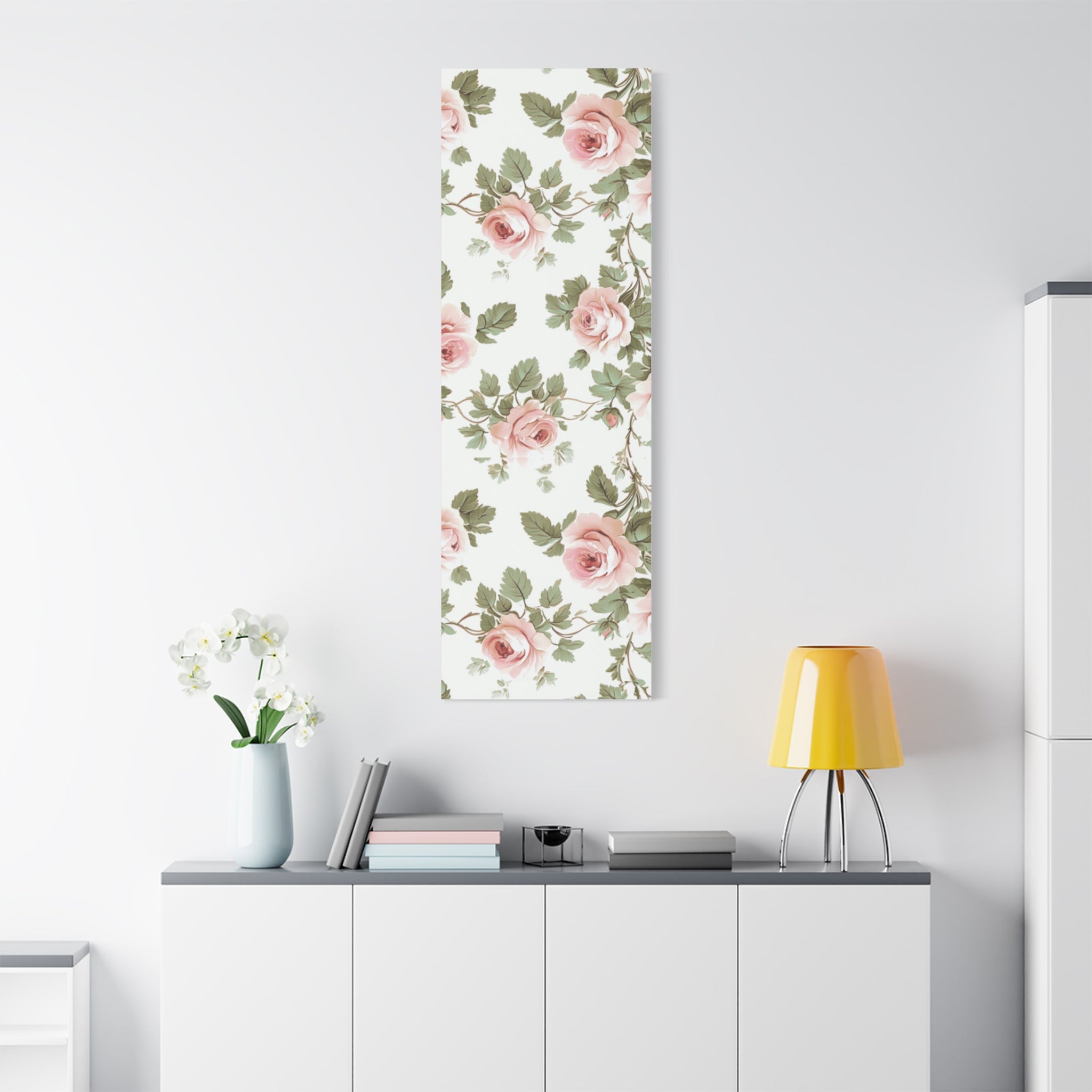 Vintage Pink Rose Matte Canvas Wall Art, Botanical Floral Print, Romantic Cottagecore Home Decor, Stretched 1.25" Canvas