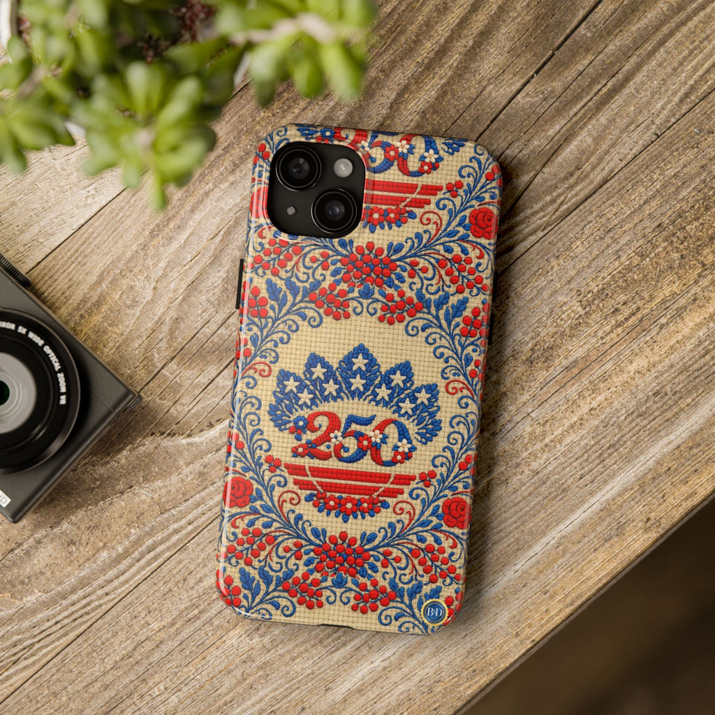 BLUESKYDEZIGN | Freedom's Garden 250 Phone Case | Vintage Americana Floral iPhone Cover | Patriotic 4th of July Gift