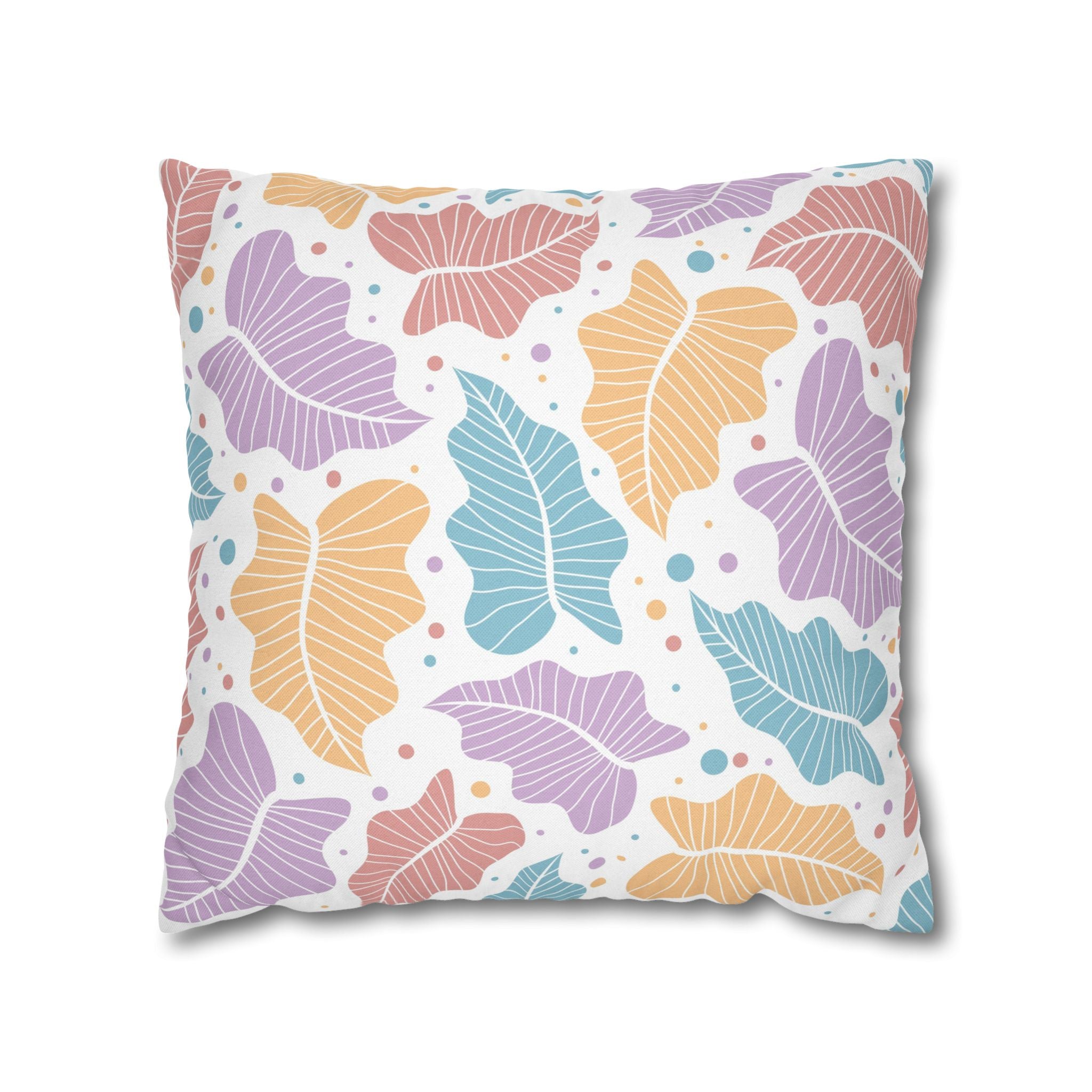 Pastel Leaf Pattern Pillowcase 1piece, Pillow Cover, gift for parents, Square Pillow Case, bedroom, housewarming, cottage core