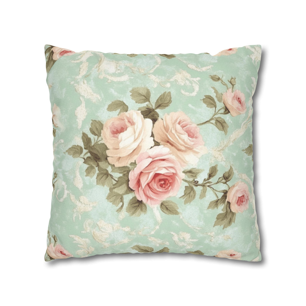 Vintage Pink Rose Pattern Pillowcase | Floral Throw Pillowcase