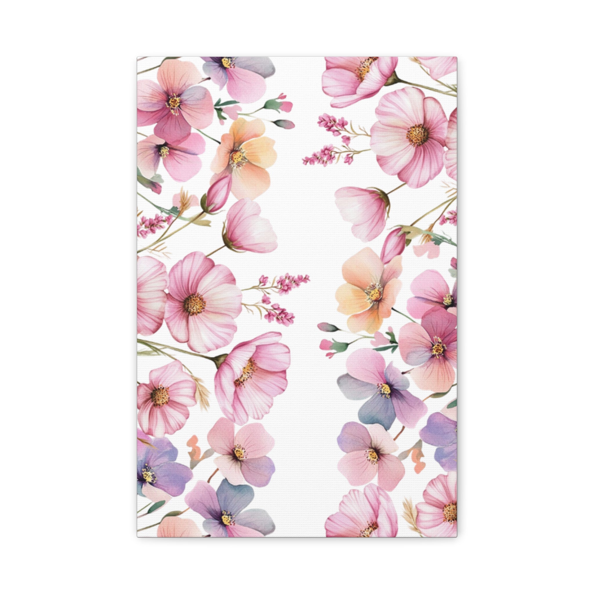 Pastel Floral Matte Canvas Wall Art, Soft Botanical Print, Modern Home Decor, Watercolor Flower Artwork, Stretched 1.25" Canvas