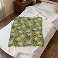 Citrus Riviera Lemon Velveteen Plush Blanket – Mediterranean Botanical Throw | William Morris Style