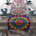 BLUESKYDEZIGN Colorful Mandala Table Runner - Vibrant Bohemian Meditation Decor
