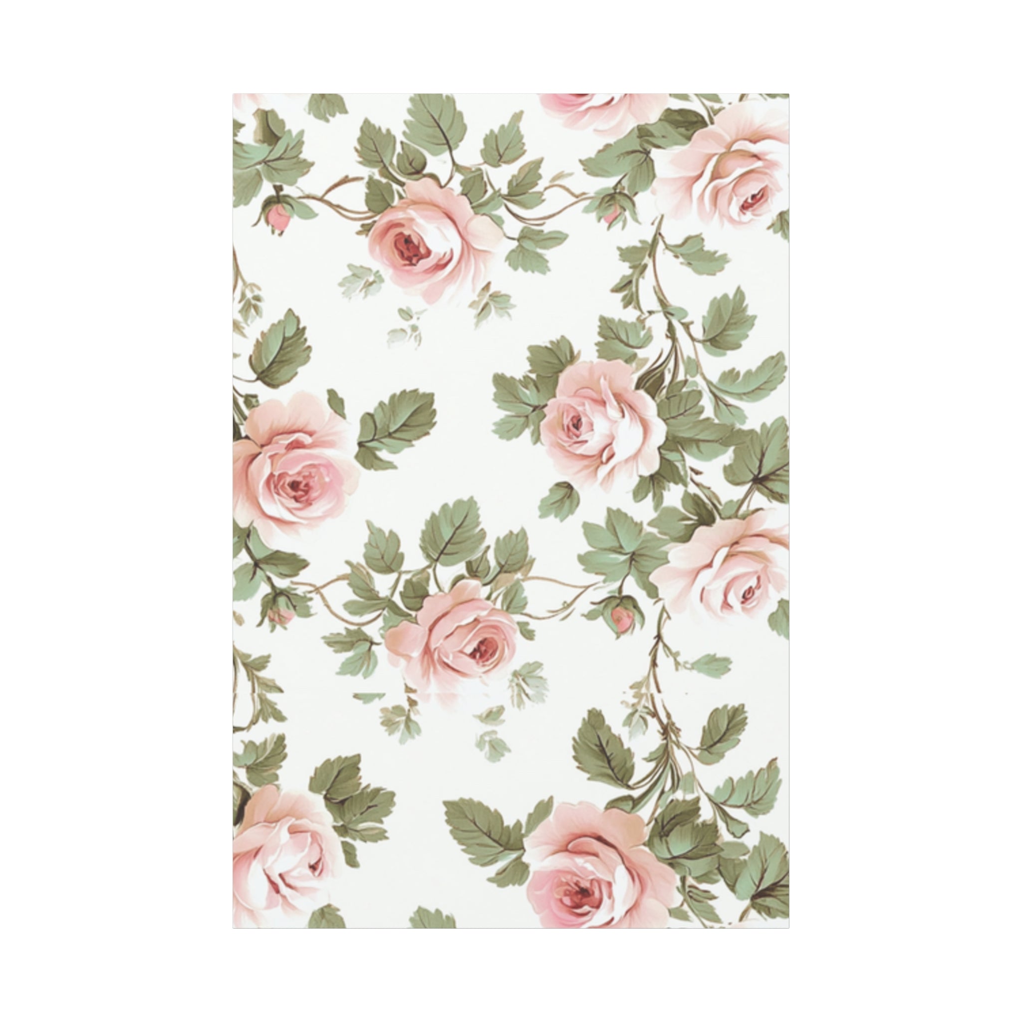 Vintage Pink Rose Matte Canvas Wall Art, Botanical Floral Print, Romantic Cottagecore Home Decor, Stretched 1.25" Canvas