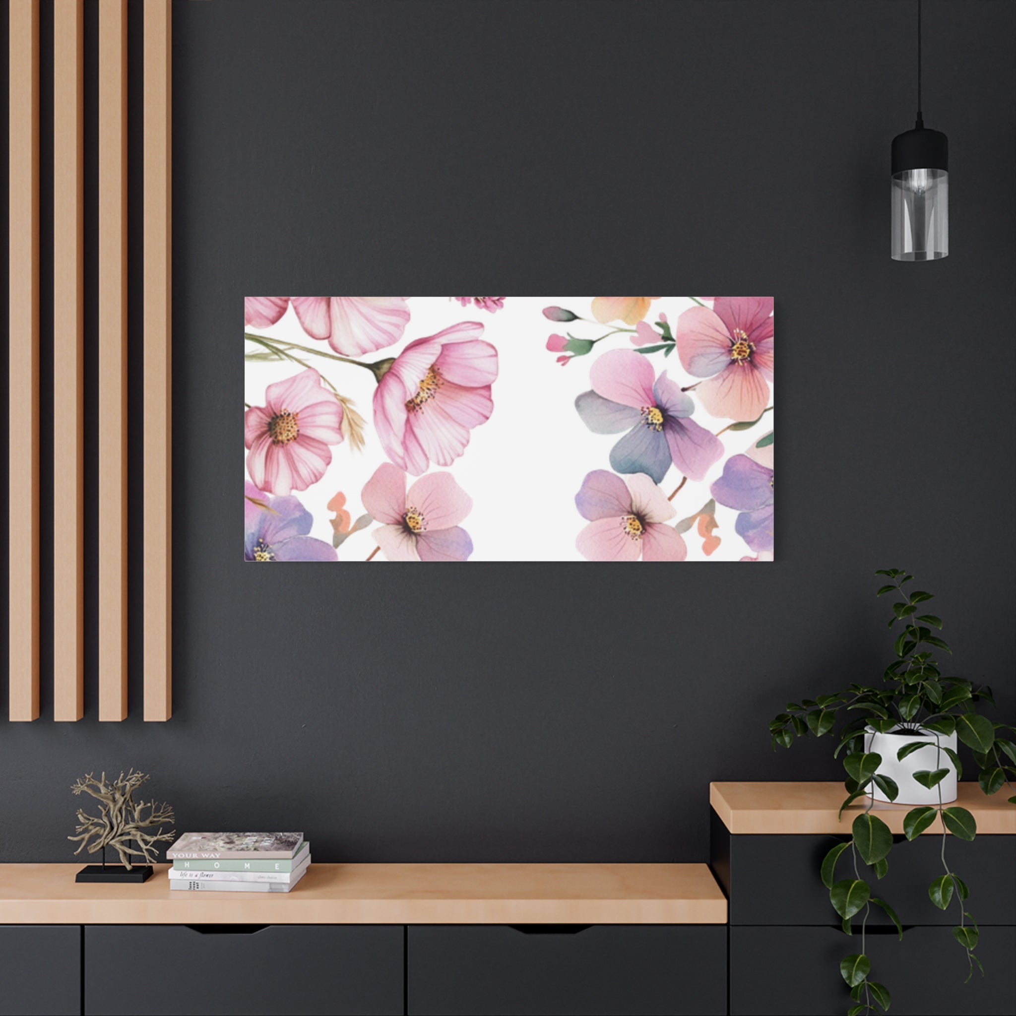 Pastel Floral Matte Canvas Wall Art, Soft Botanical Print, Modern Home Decor, Watercolor Flower Artwork, Stretched 1.25" Canvas