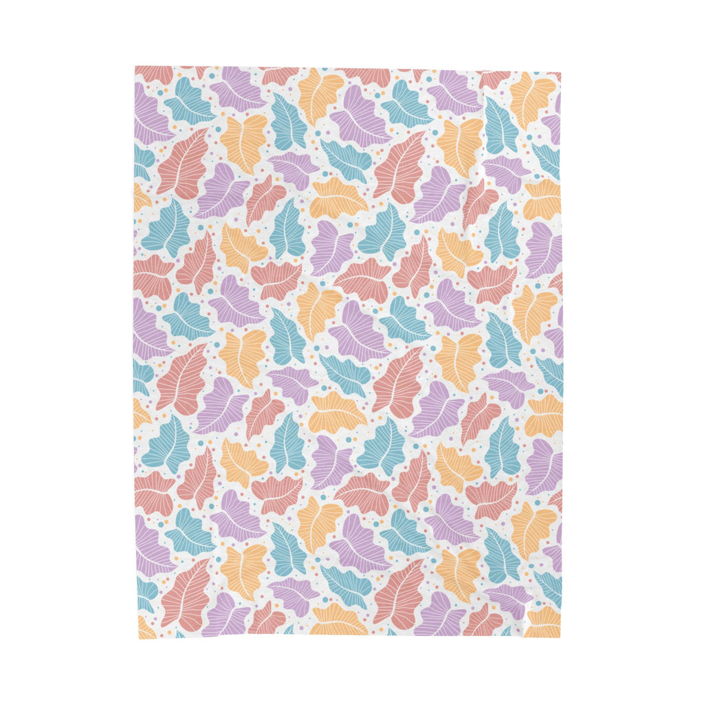 Pastel Leaf Plush Blanket
