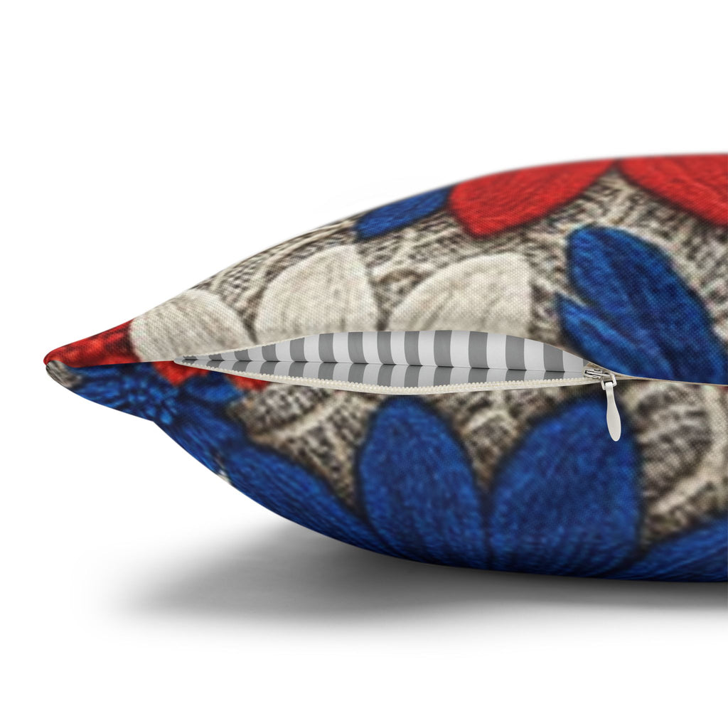 Red White Blue Daisy Pillowcase — Patriotic Floral Decorative Pillow Cover | BLUESKYDEZIGN