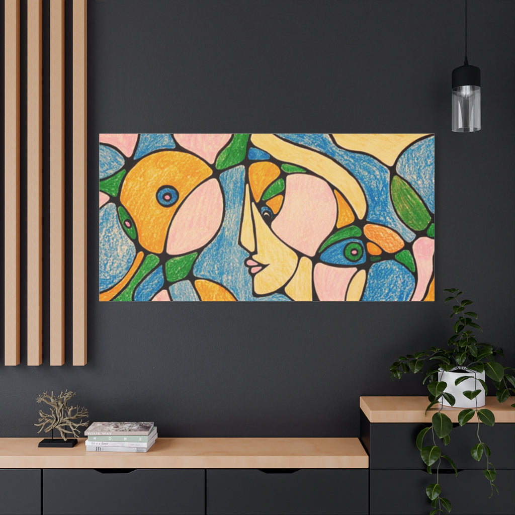 Abstract Colorful Faces Canvas Art, Vibrant Modern Wall Decor, Surreal Cubist Style Matte Print, Stretched 1.25" Ready to Hang