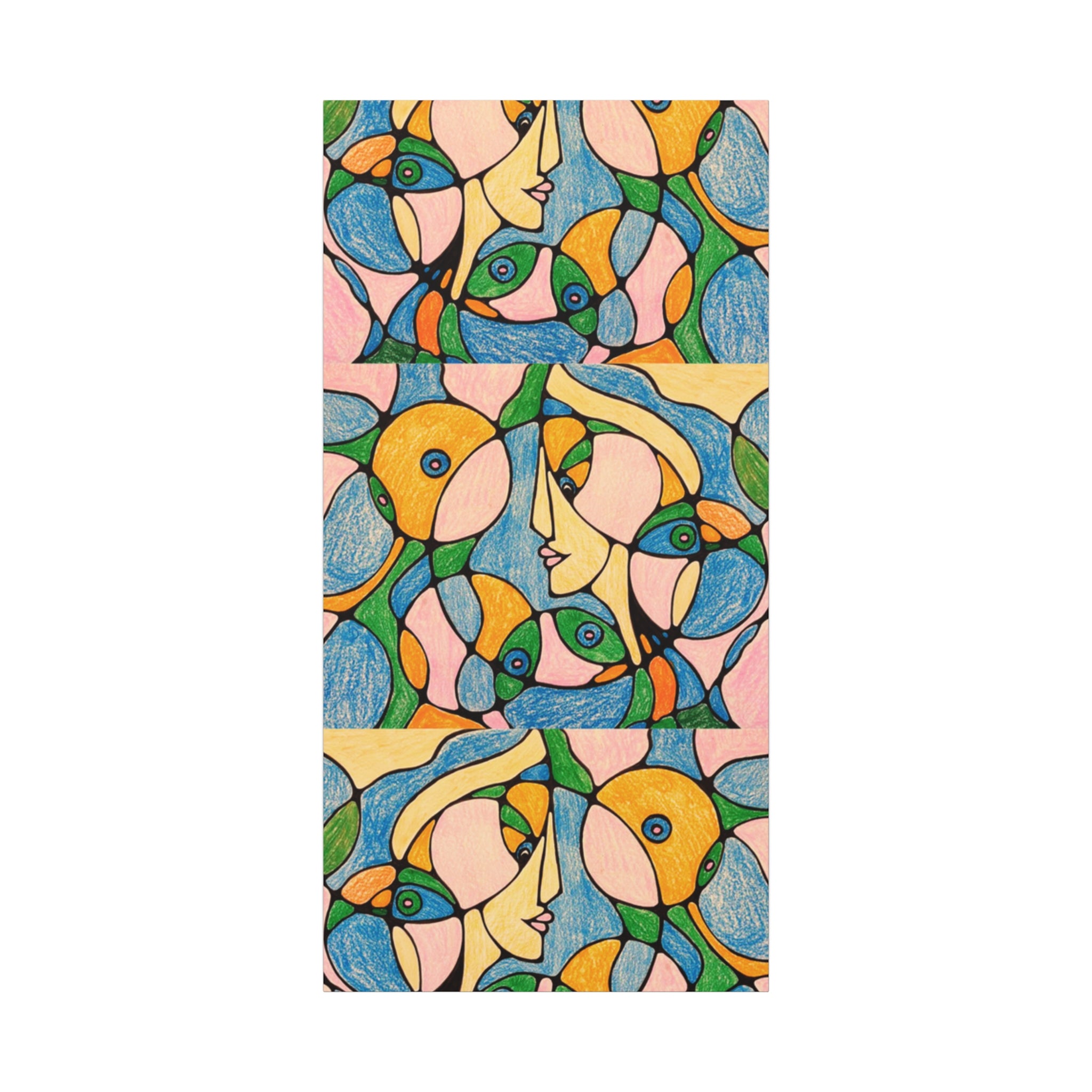 Abstract Colorful Faces Canvas Art, Vibrant Modern Wall Decor, Surreal Cubist Style Matte Print, Stretched 1.25" Ready to Hang