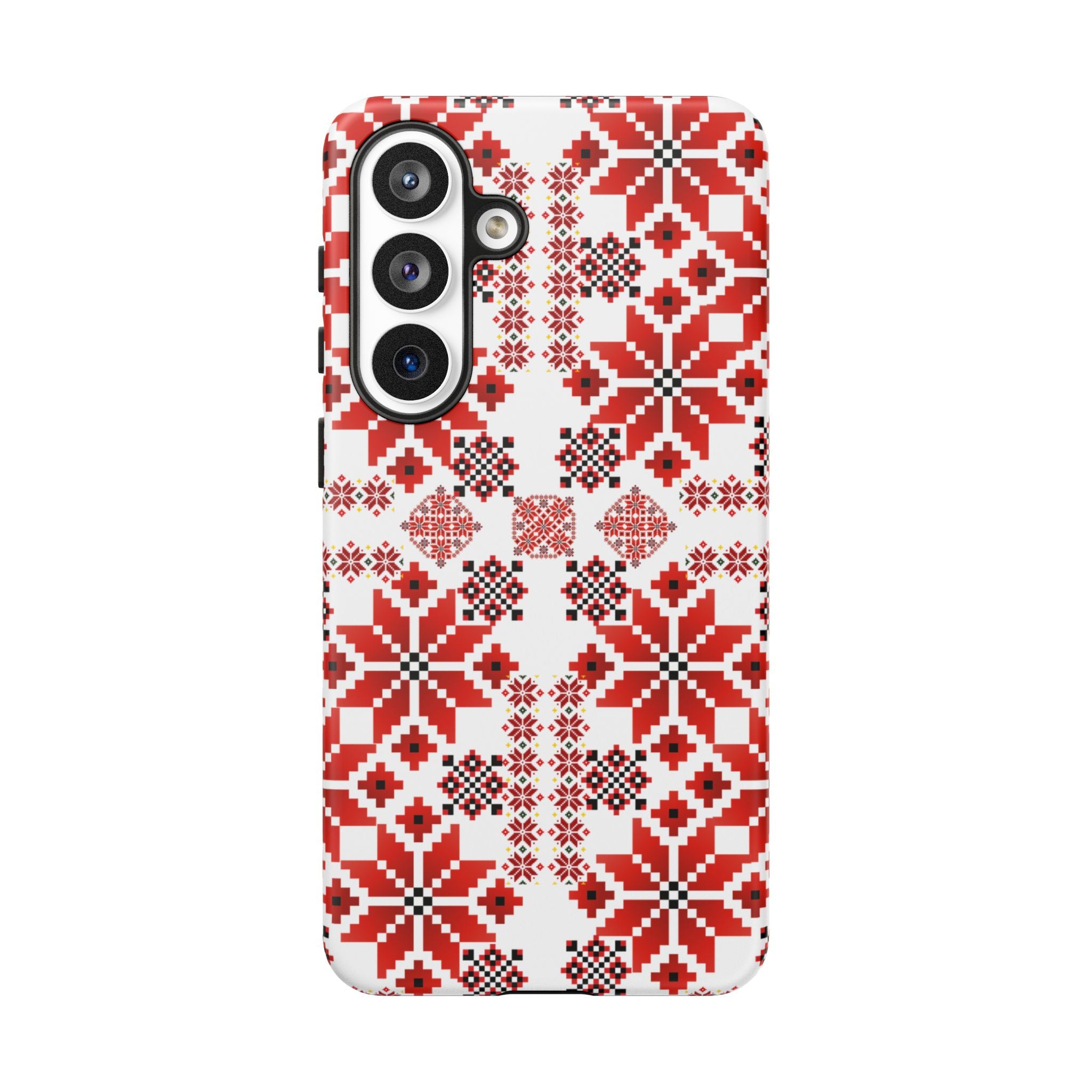 Ukrainian Embroidery Phone Case • Red Black Folk Pattern • Protective Slavic Geometric Cover for iPhone & Samsung