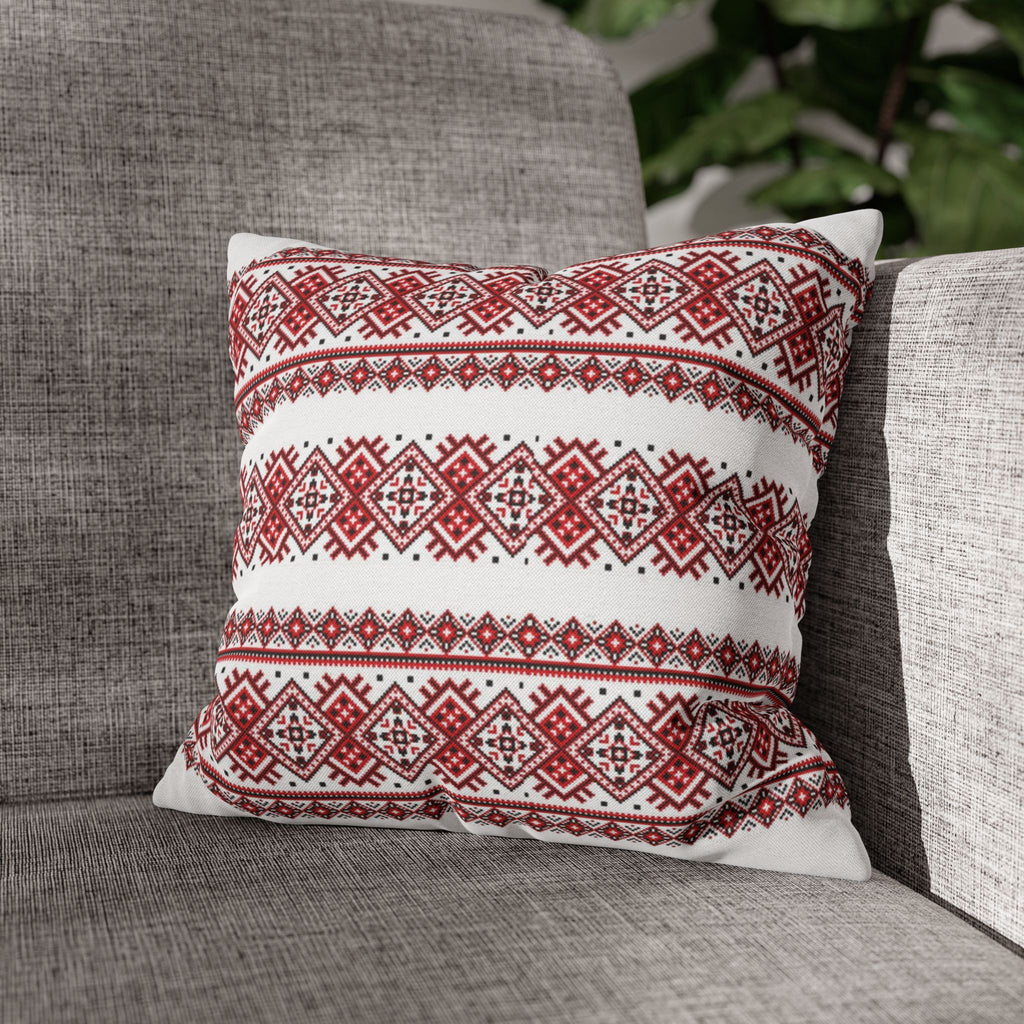 BLUESKYDEZIGN Ukrainian Traditional Pillow Cover - Red Black Folk Pattern