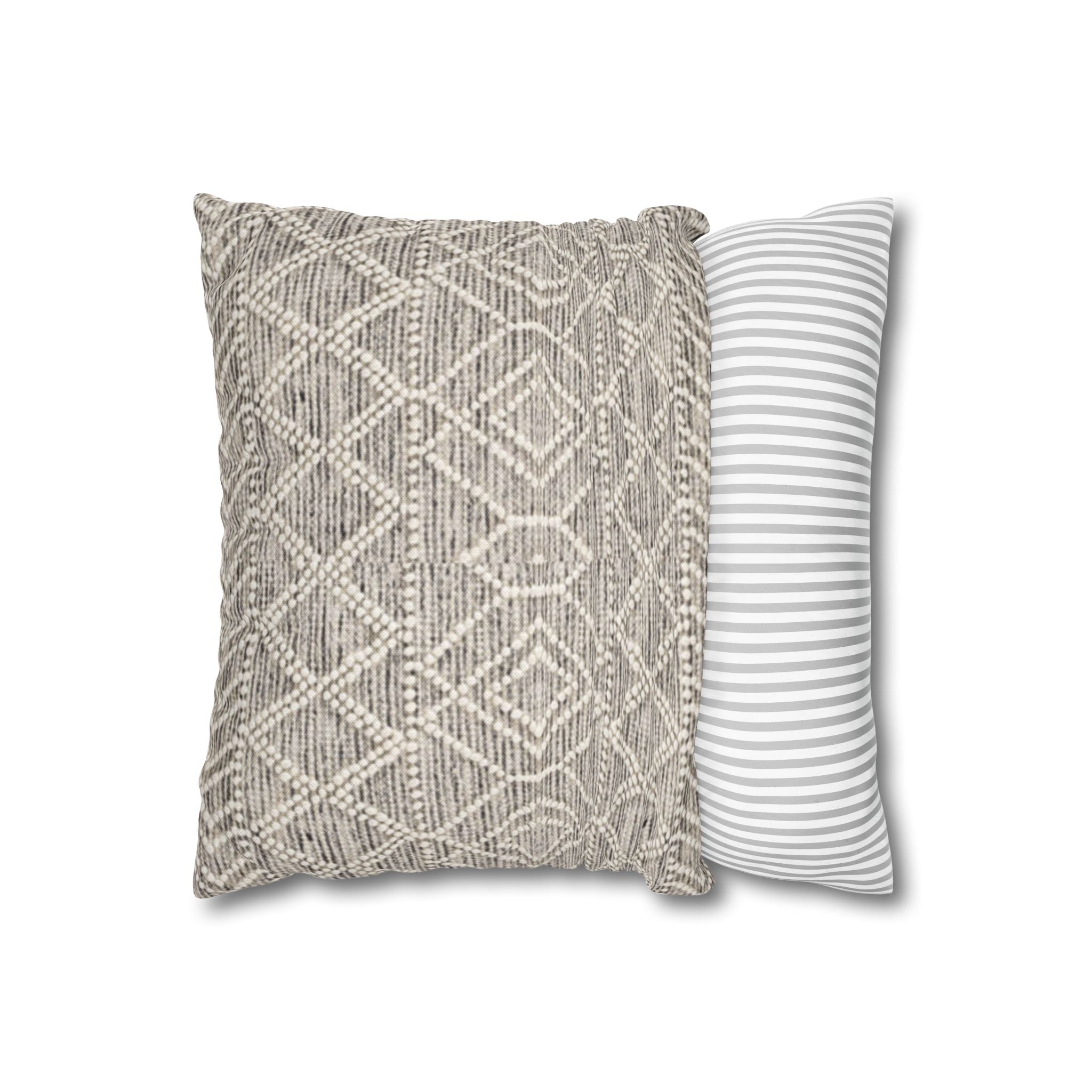 Sand & Stone Diamond Weave Pillow Cover | Farmhouse Heritage Ivory Cushion