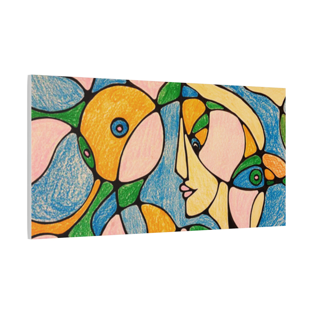 Abstract Colorful Faces Canvas Art, Vibrant Modern Wall Decor, Surreal Cubist Style Matte Print, Stretched 1.25" Ready to Hang