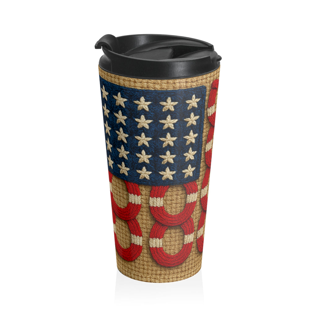 Rooted Knot Travel Mug | Patriotic Americana Stainless Steel Tumbler | 15oz Insulated
