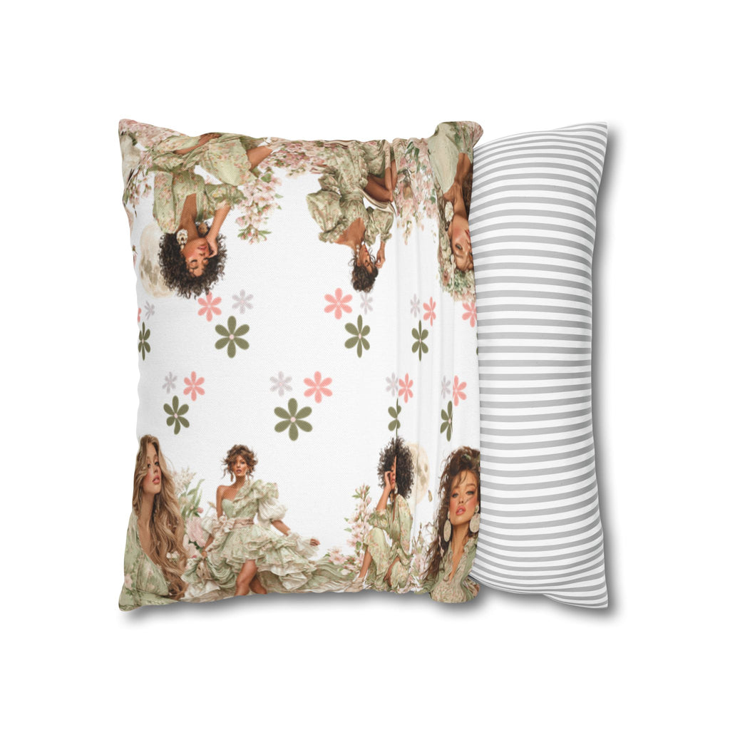 Afrocentric Floral Pillowcase 1piece, Artistic Women Illustration Cushion Covers, 4 Sizes, Modern Boho Throw Pillow Case, Art Decor