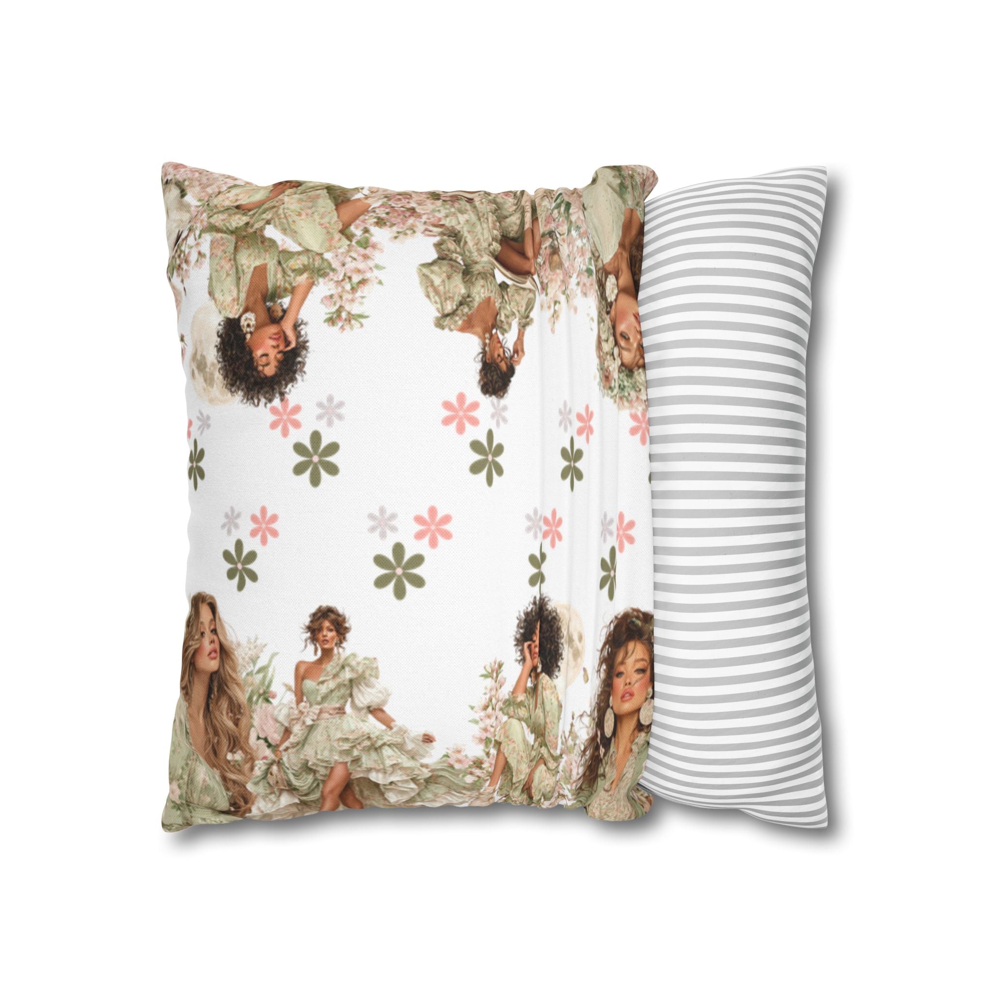 Afrocentric Floral Pillowcase 1piece, Artistic Women Illustration Cushion Covers, 4 Sizes, Modern Boho Throw Pillow Case, Art Decor