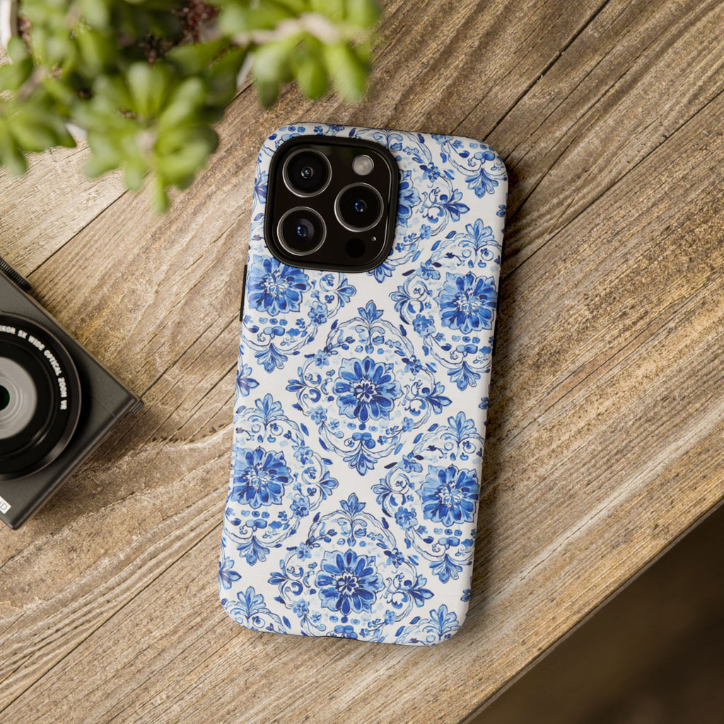 Blue Floral Tile Phone Case | Tough Case