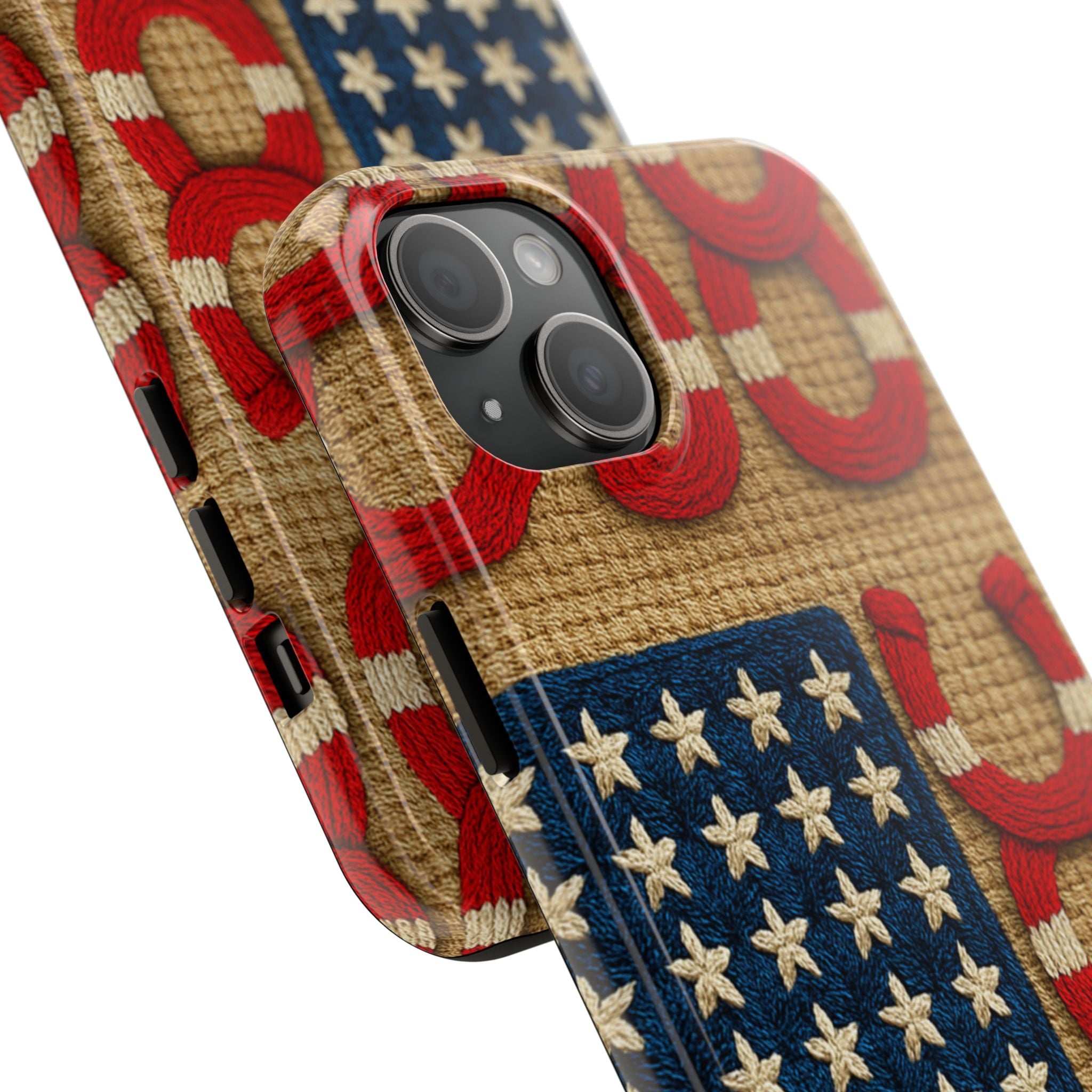 BLUESKYDEZIGN | Rooted Knot Phone Case | American Flag Horseshoe Patriotic iPhone Cover | Western Americana Gift