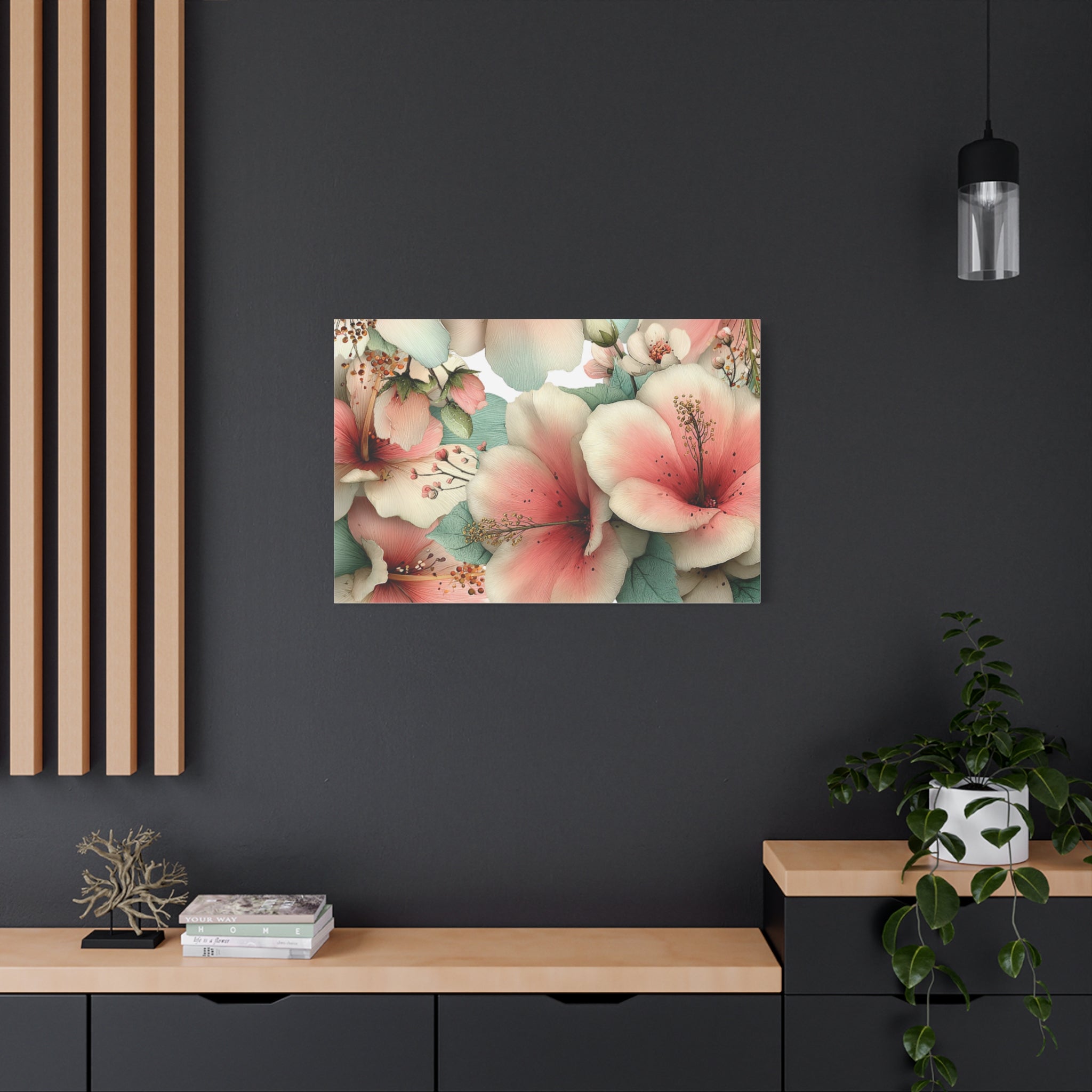Pastel Floral Matte Canvas Wall Art, Soft Botanical Print, Modern Home Decor, Watercolor Flower Artwork, Stretched 1.25" Canvas