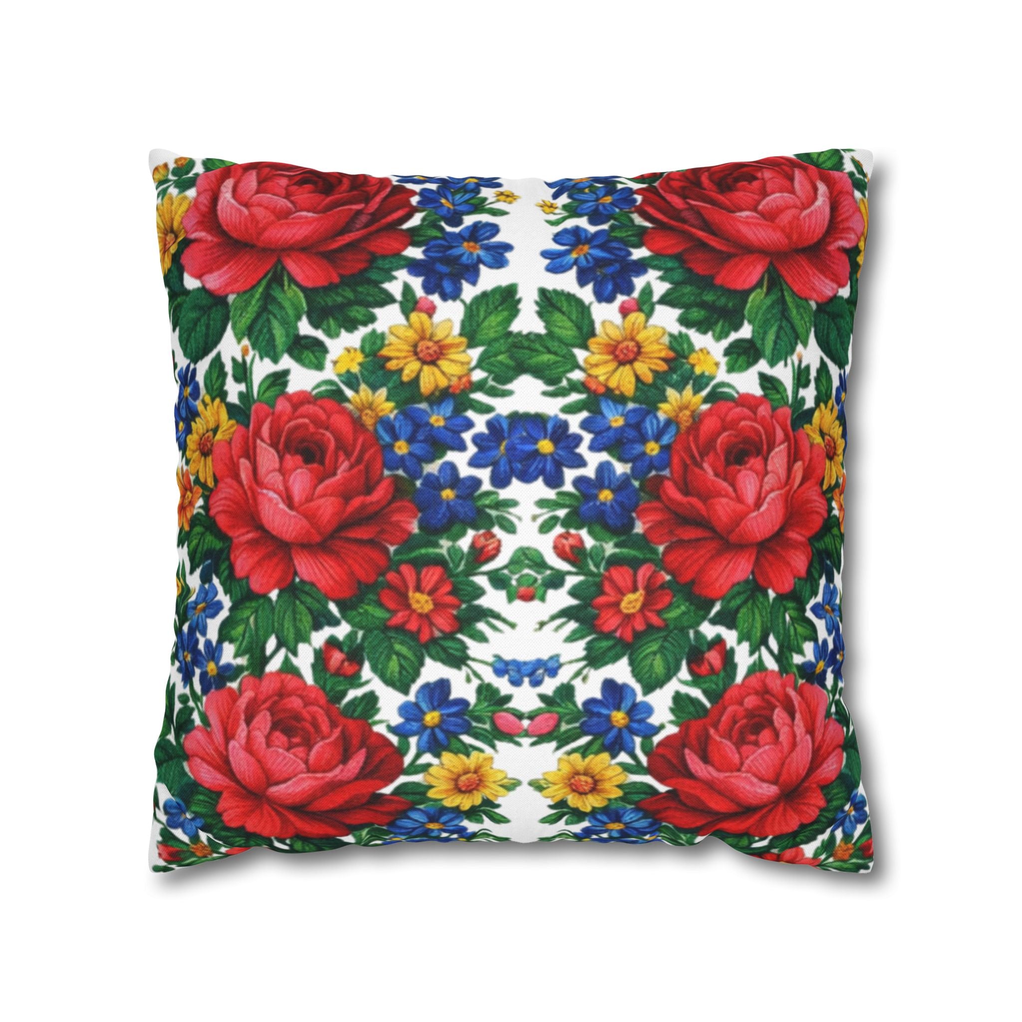 Rose Garden Floral Pillowcase | Cottagecore Square Pillow Cover | Boho Home Decor Gift